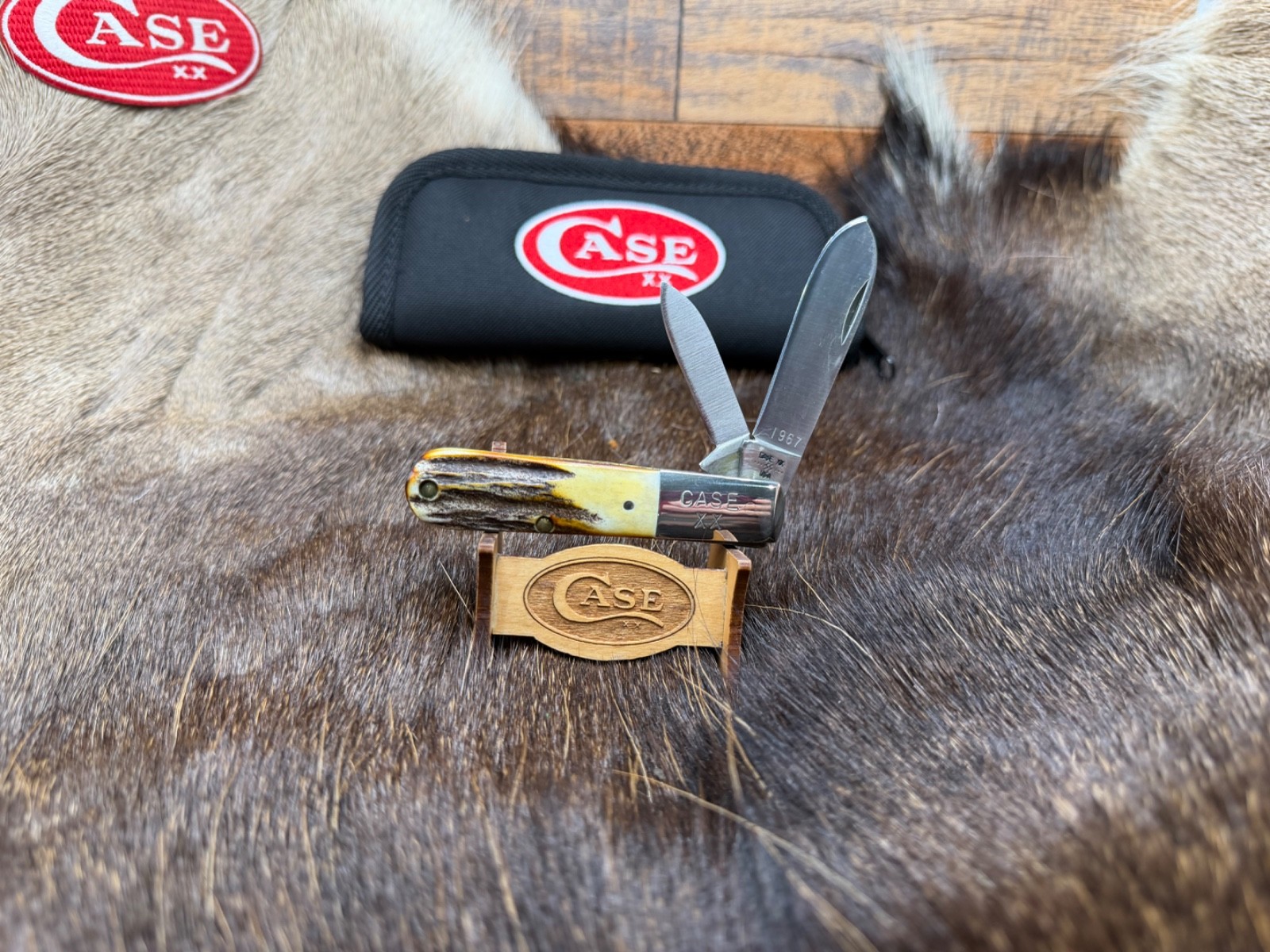 1984 Case 6 Dots 52009 Barlow Knife With Stag Handles Mint Case Logo Pouch CA21