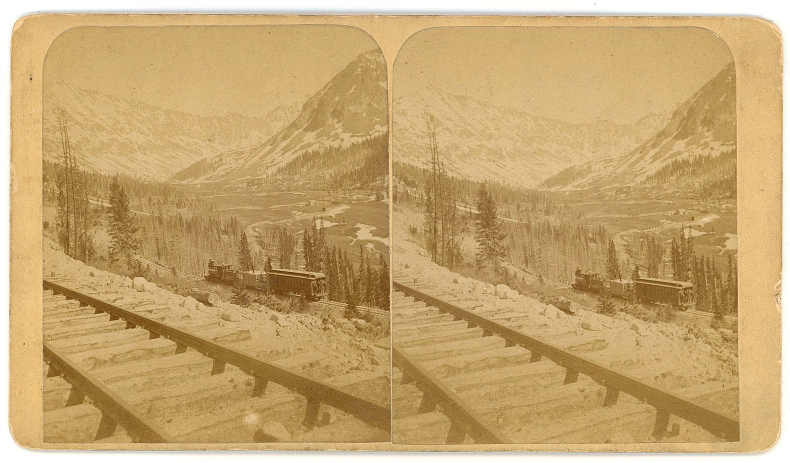 COLORADO STEREOVIEW - Passenger Train in Mountains - WO Luke 1880s