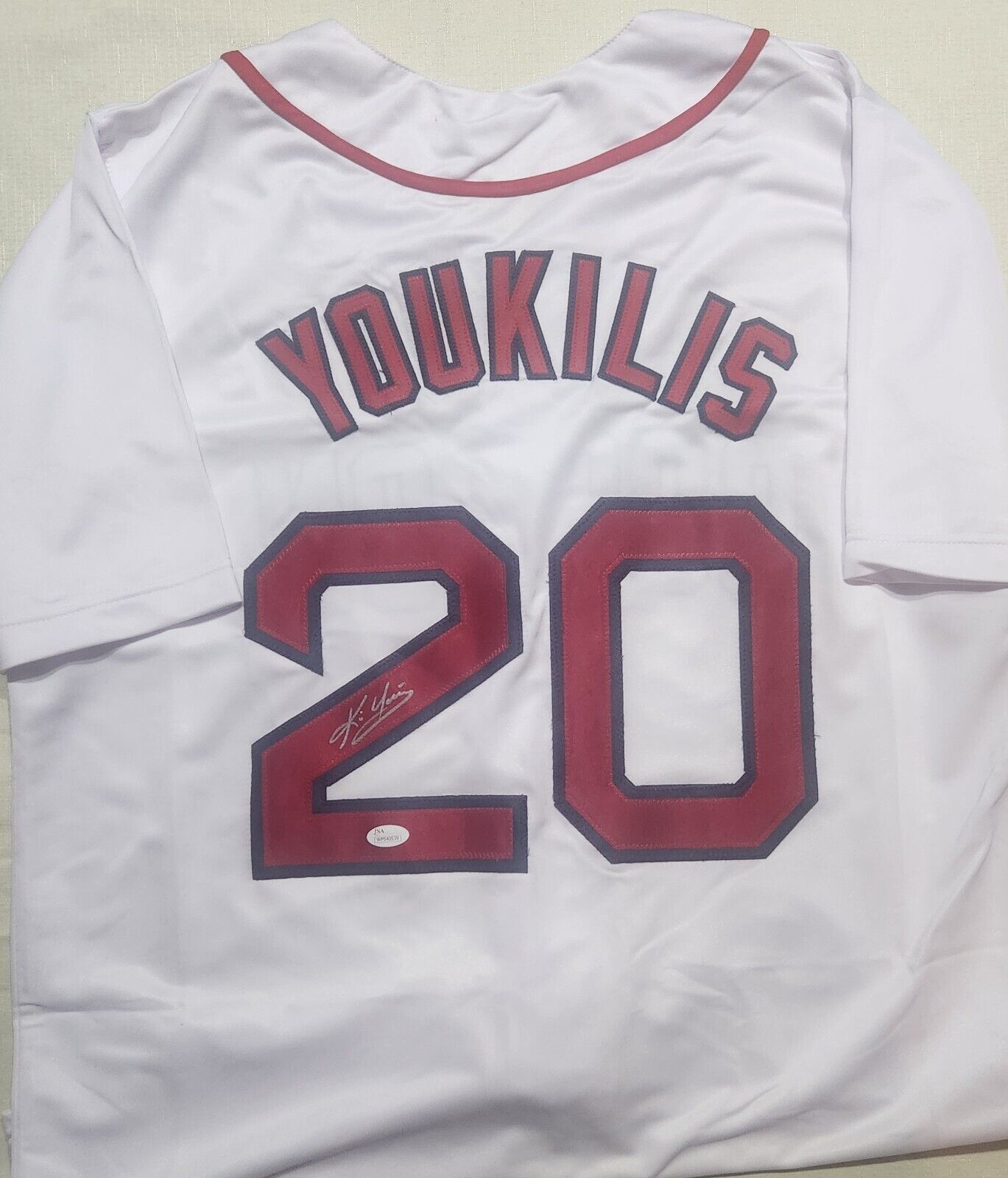 Kevin Youkilis signed Custom Jersey auto autograph certified size XL 