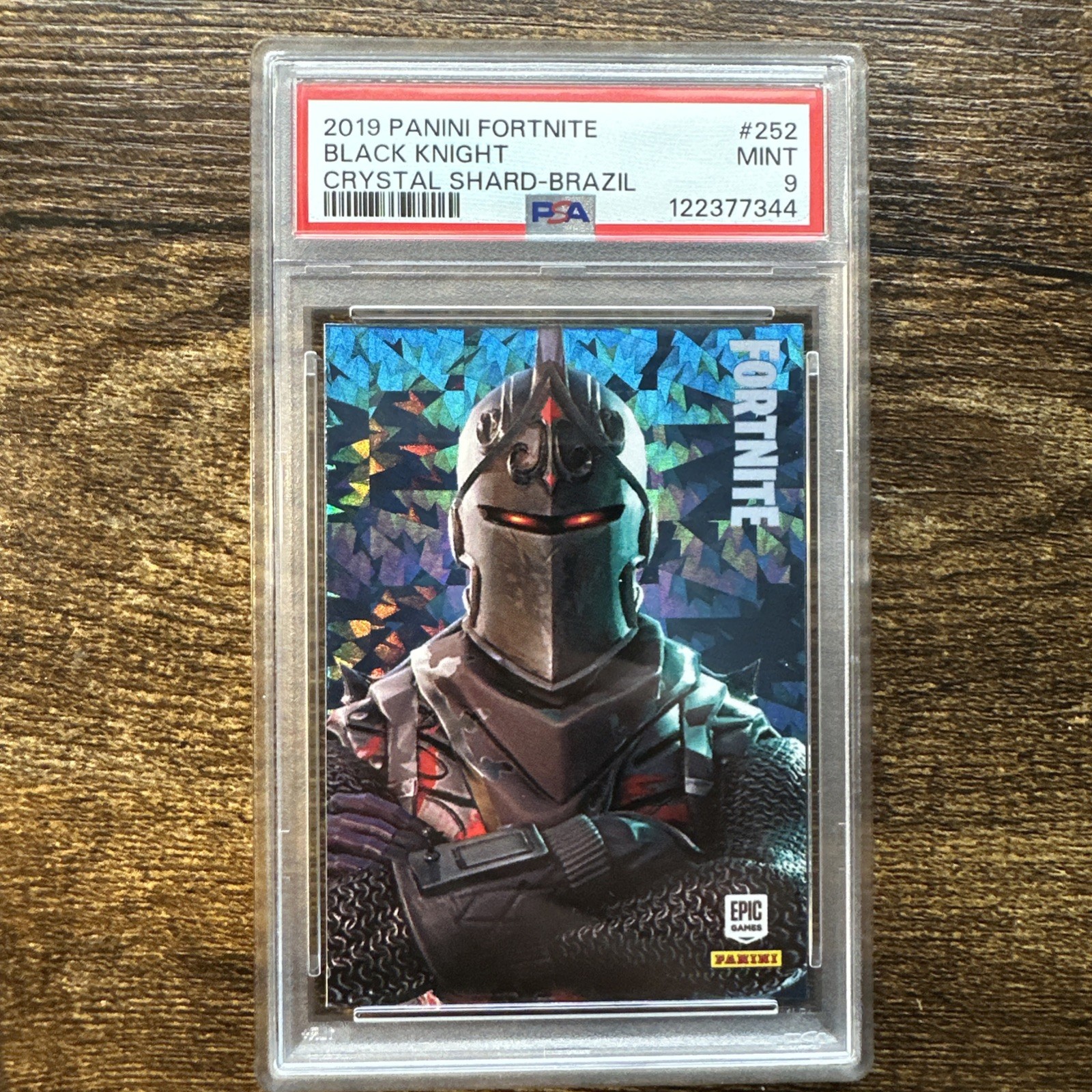 2019 PANINI FORTNITE CRYSTAL SHARD-BRAZIL #252 BLACK KNIGHT PSA 9 (POP 16) 2019 PANINI FORTNITE CRYSTAL SHARD-BRAZIL #252 BLACK KNIGHT PSA 9 (POP 16)