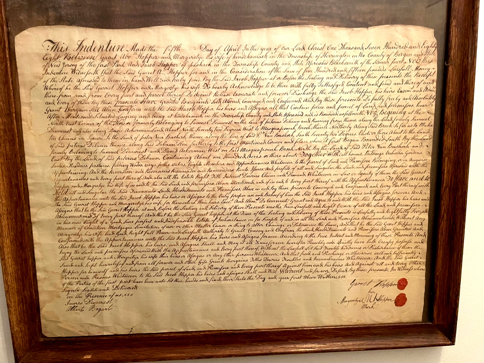 N.J. Bergen County 1788 SIGNED Land Deed Indenture ORG HARRINGTON PARK N.J. Bergen County 1788 SIGNED Land Deed Indenture ORG HARRINGTON PARK