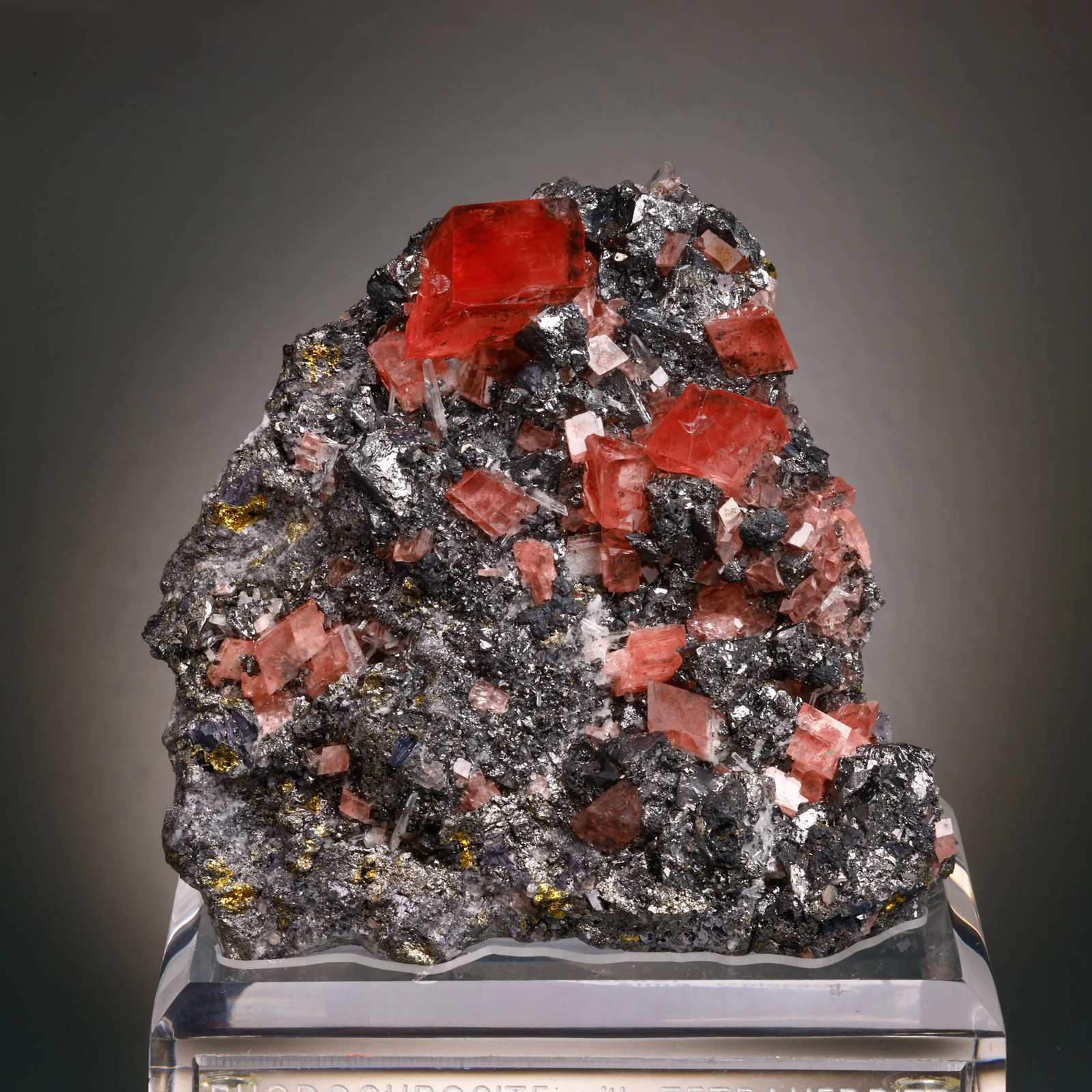 Rhodochrosite, Quartz, Tetrahedrite, Chalcopyrite, Sweet Home Mine, Alma Mining Rhodochrosite, Quartz, Tetrahedrite, Chalcopyrite, Sweet Home Mine, Alma Mining