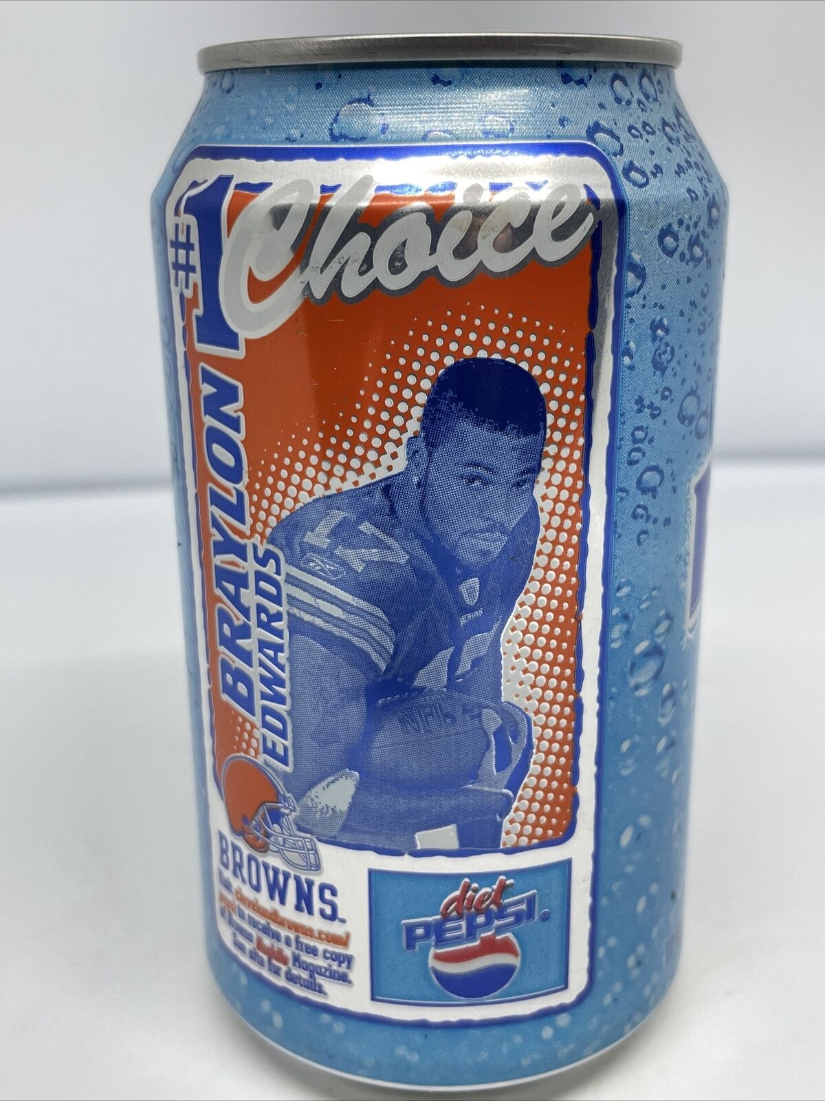 2005 Diet Pepsi Cleveland Browns#1 Choice Braylon Edwards PT Alum soda can