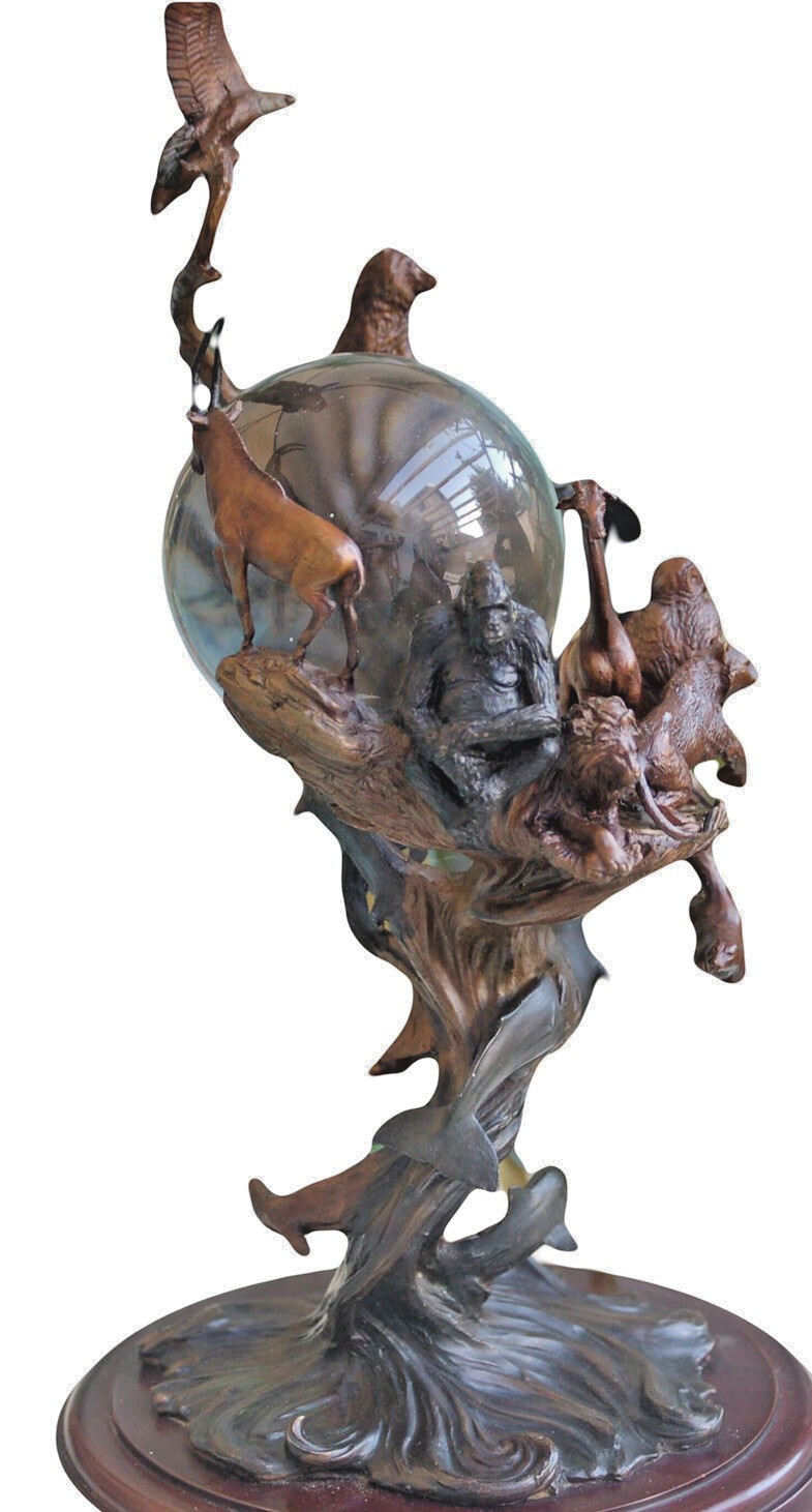 Franklin Mint Guardians of the World Crystal Ball Bronze Sculpture Steven Lord