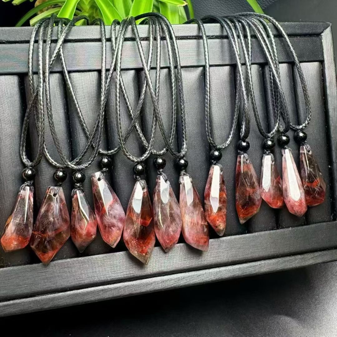 Natural Aurora 23 Faceted Pendant with Handmade Leather Cord