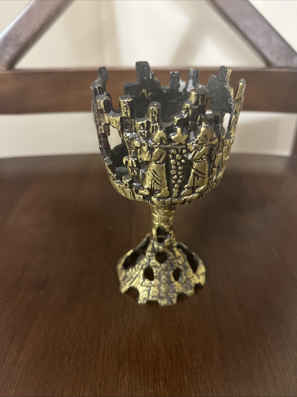Rare wine Antique ceremonial Israel kiddush cup goblet brass arts&crafts 19th Rare wine Antique ceremonial Israel kiddush cup goblet brass arts&crafts 19th
