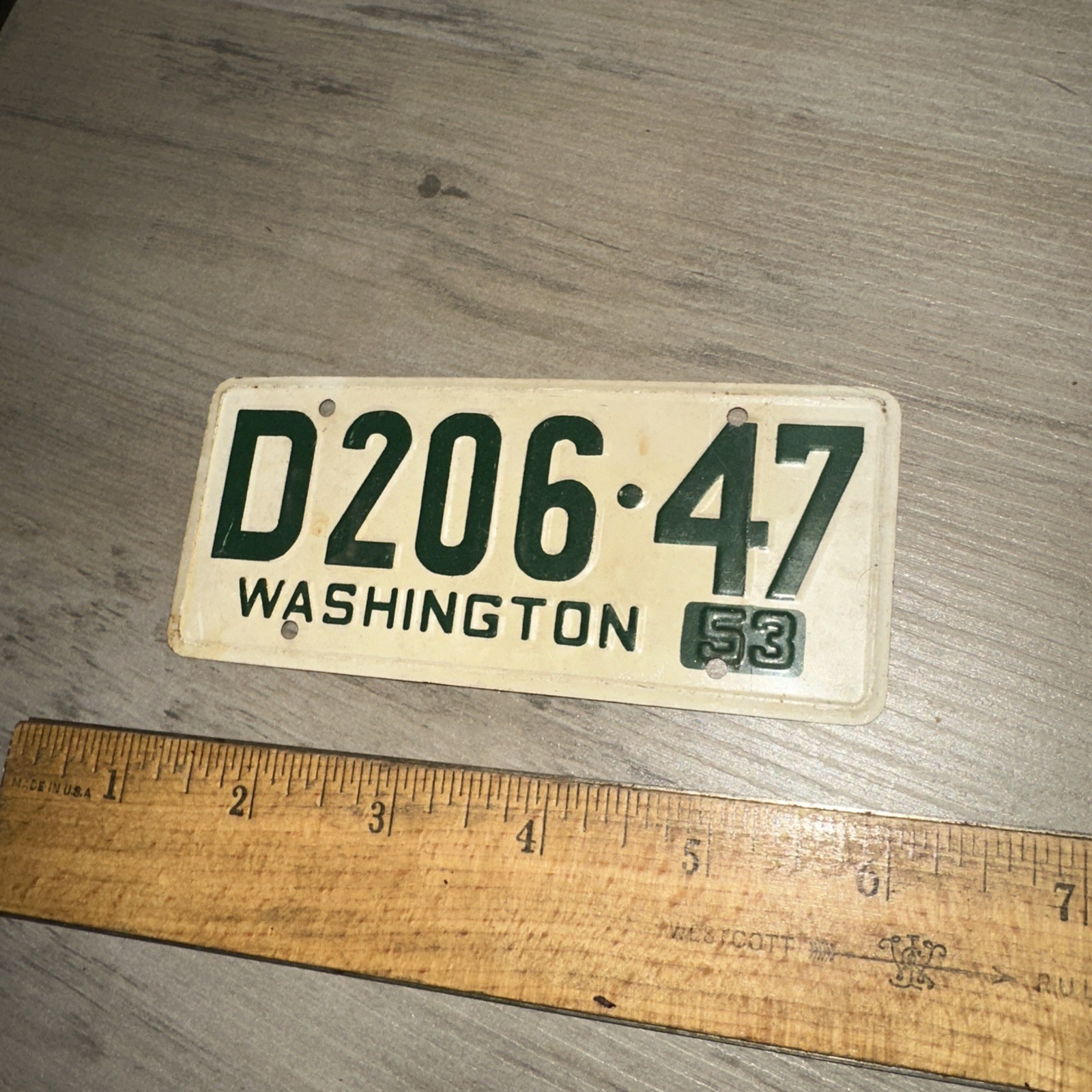 Vintage Bicycle License Plate 1953 Washington. Cereal Box Prize Vintage Bicycle License Plate 1953 Washington. Cereal Box Prize