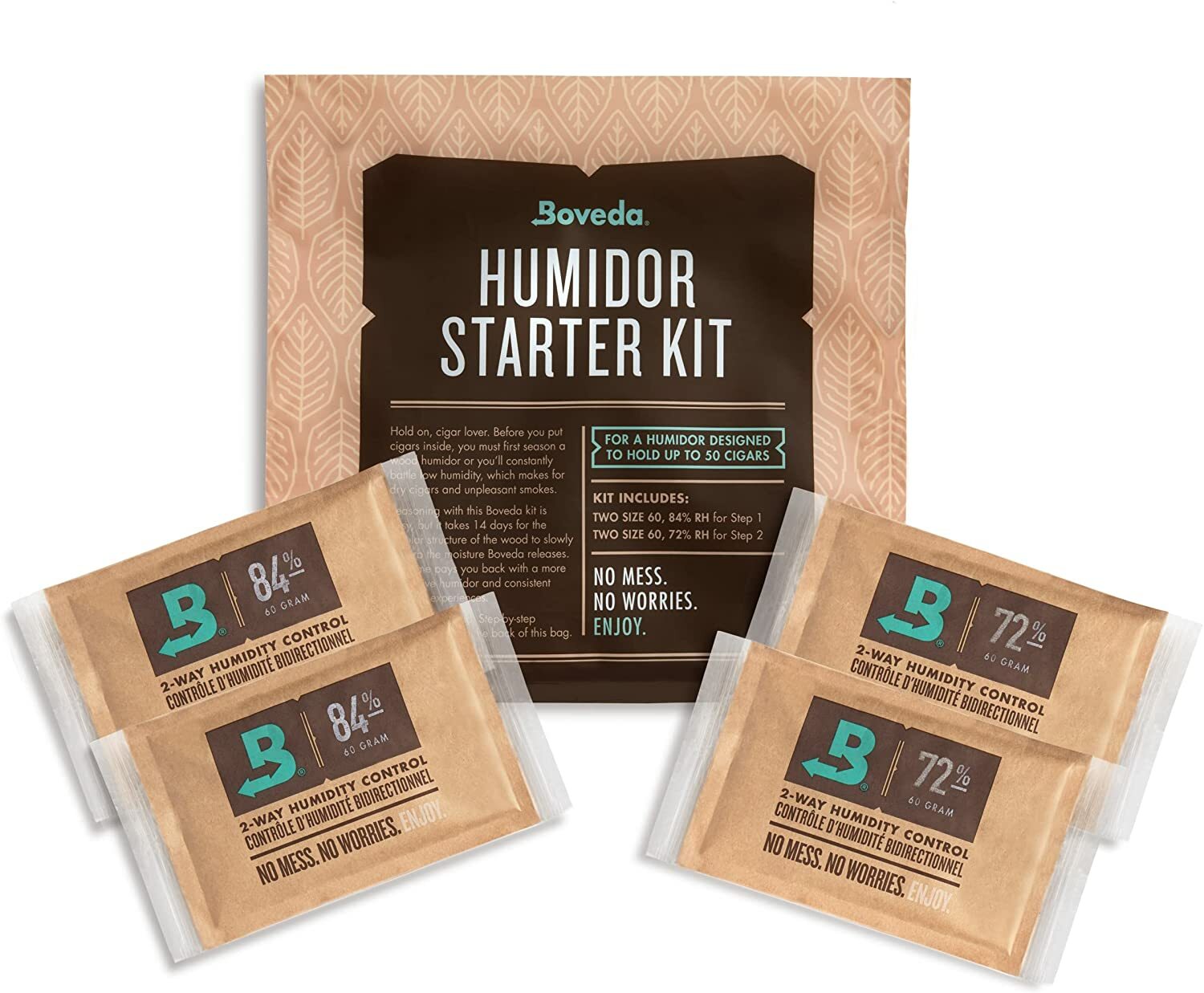 Boveda Starter Kit: Season+Maintain 50-Ct Wood Storage Box, 2x84% + 2x72% Boveda Starter Kit: Season+Maintain 50-Ct Wood Storage Box, 2x84% + 2x72%