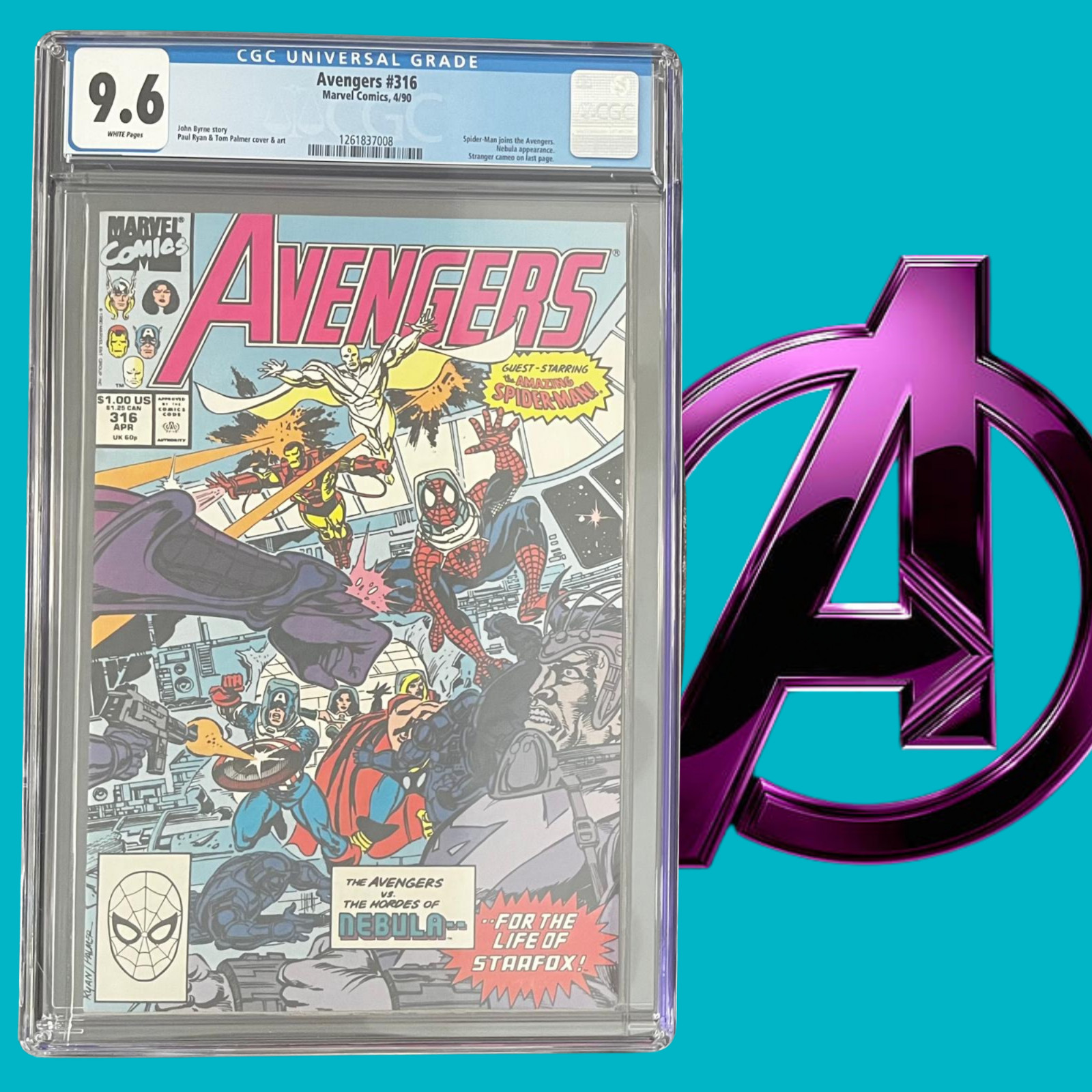 AVENGERS #316 (1990) CGC 9.6 - White Pages - Spider-Man Joins the Avengers Team AVENGERS #316 (1990) CGC 9.6 - White Pages - Spider-Man Joins the Avengers Team