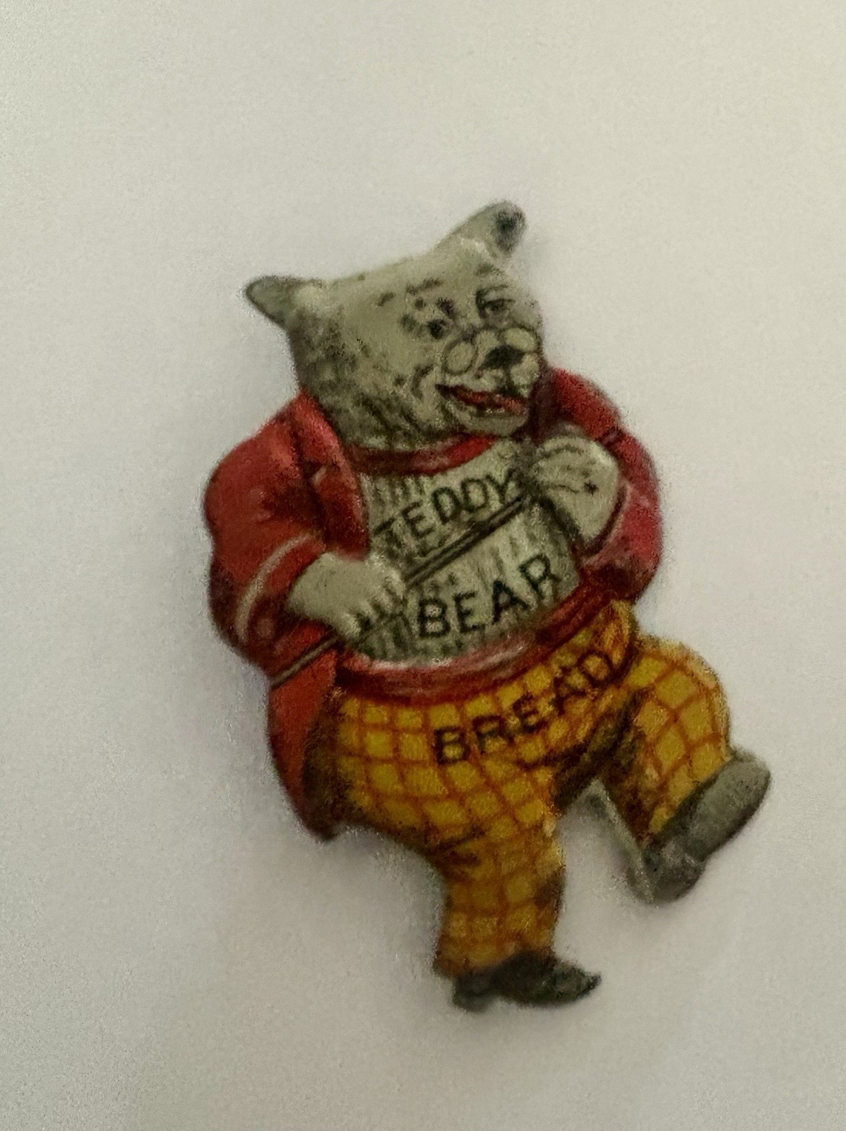 Antique Teddy Bear Bread Advertising Tin Badge Pin c.1909 Theodore Roosevelt Era Antique Teddy Bear Bread Advertising Tin Badge Pin c.1909 Theodore Roosevelt Era
