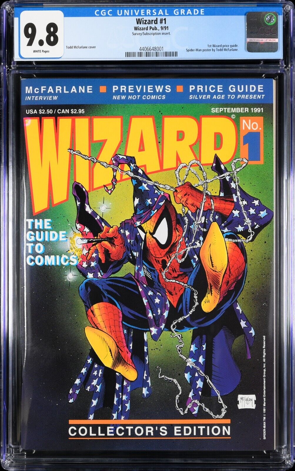 Wizard Magazine #1 (1991) McFarlane Cover CGC 9.6 White Pages Includes Poster