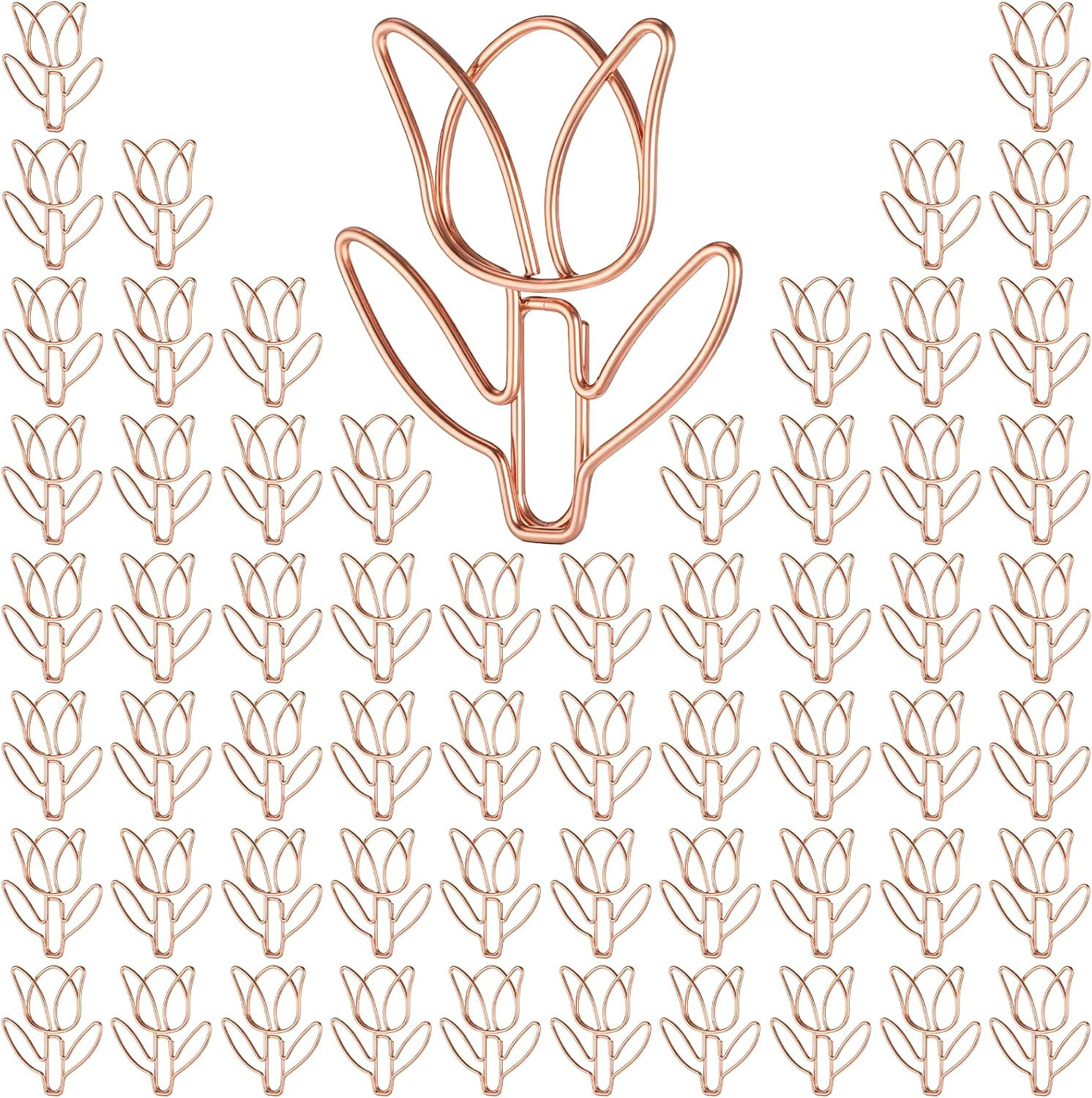 60Pcs Cute Flower Shaped Paper Clips, Decorative Paper Clips, Tulip Shaped Sh... 60Pcs Cute Flower Shaped Paper Clips, Decorative Paper Clips, Tulip Shaped Sh...