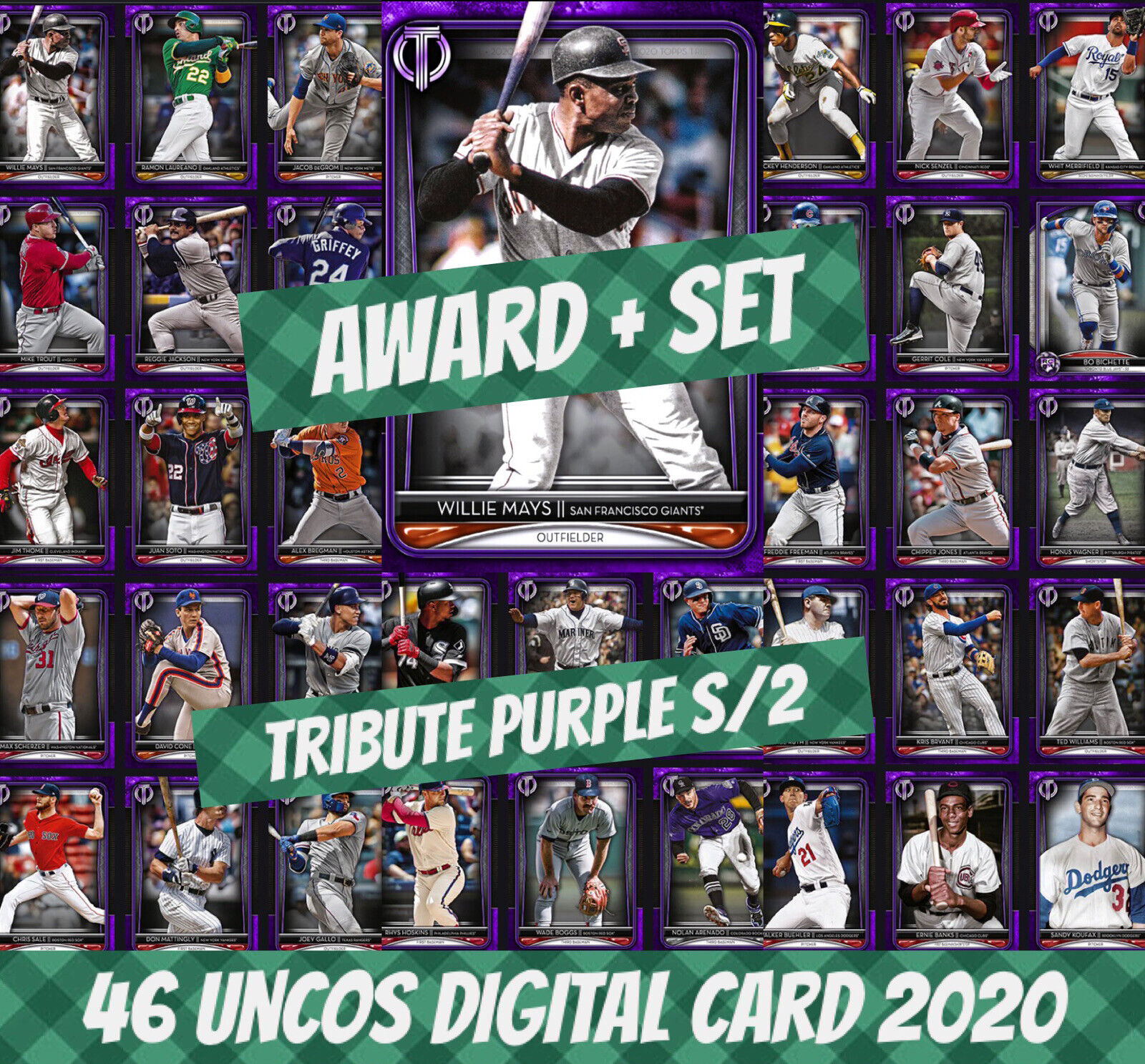 2020 Topps Colorful 20 Willie Mays Award + Set (1+45) Tribute S/2 Purple Digital