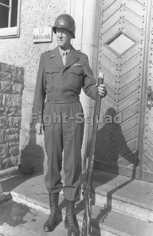 WW2 Picture Photo General George Patton with his Shotgun 2608