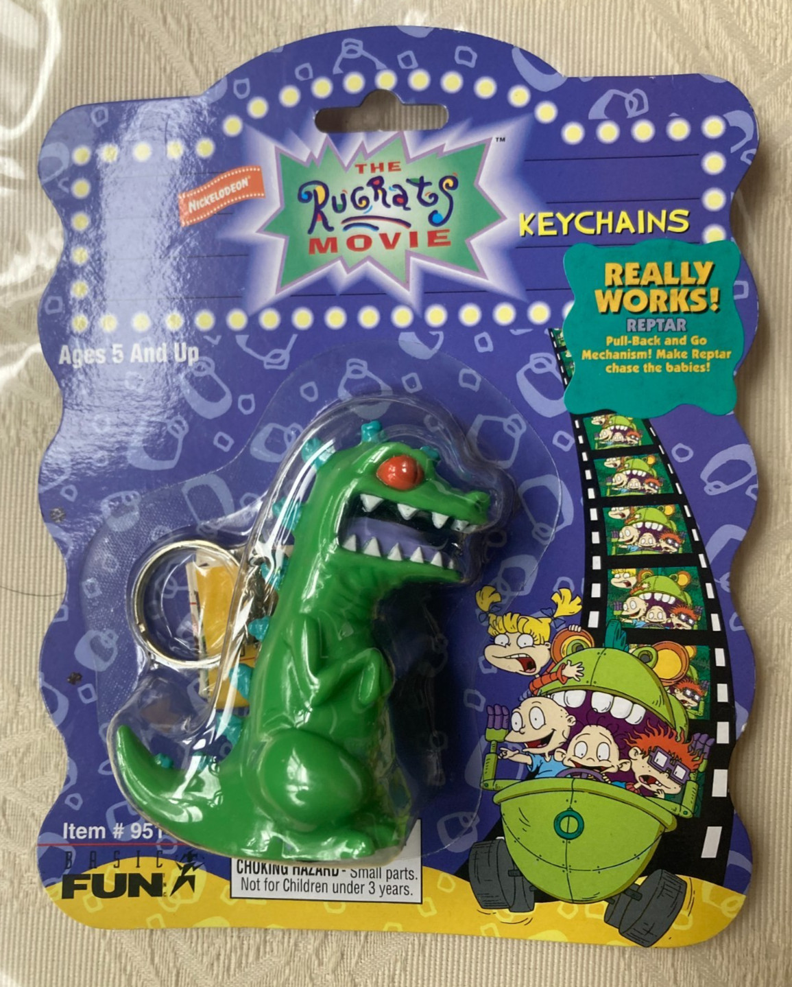 Nickelodeon Basic Fun 1997 Rugrats Keychain Reptar Pull Back and Go NEW Sealed Nickelodeon Basic Fun 1997 Rugrats Keychain Reptar Pull Back and Go NEW Sealed