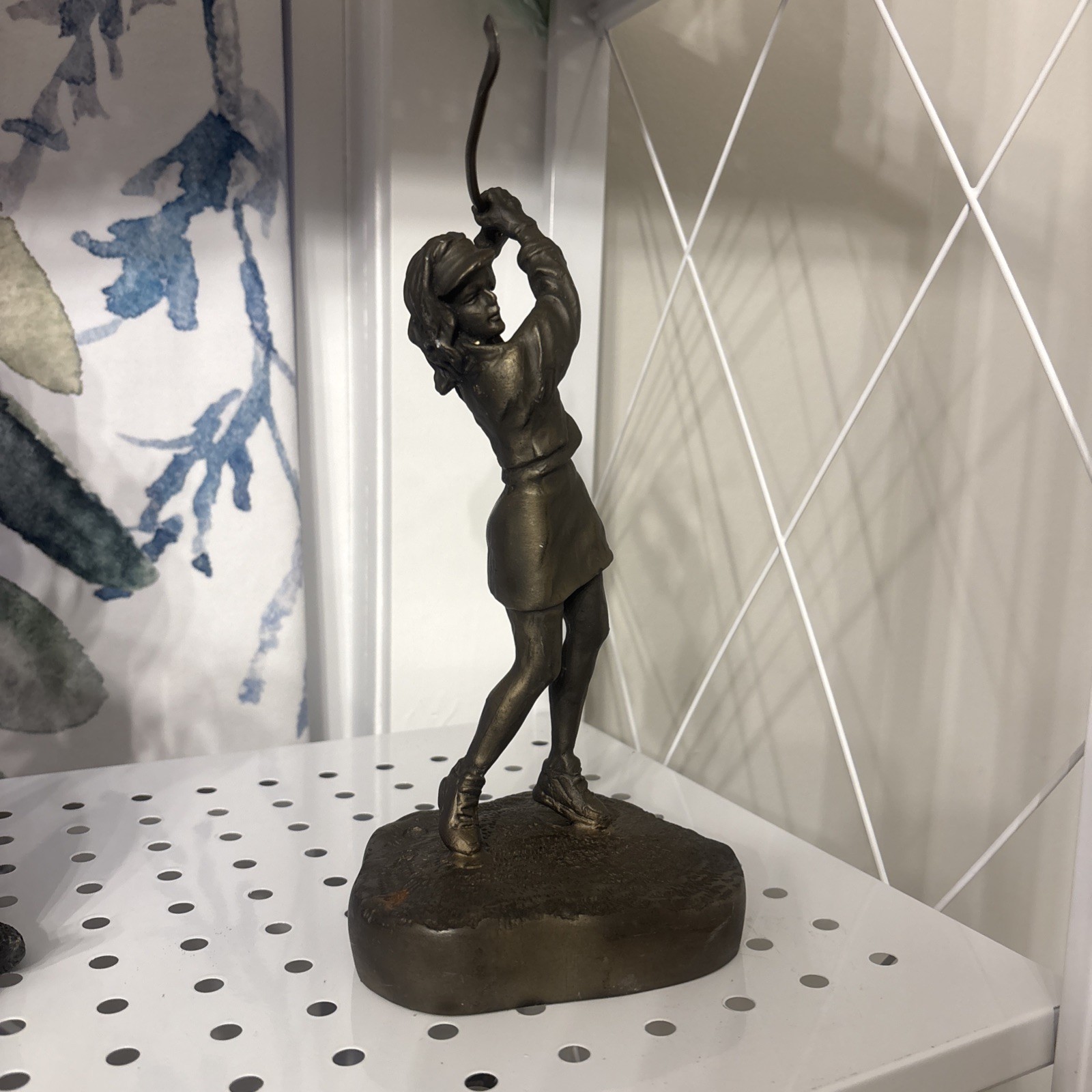 Antique Female Golfing Bronze Statue, 9 In Tall Lady golfer PGA Antique Female Golfing Bronze Statue, 9 In Tall Lady golfer PGA