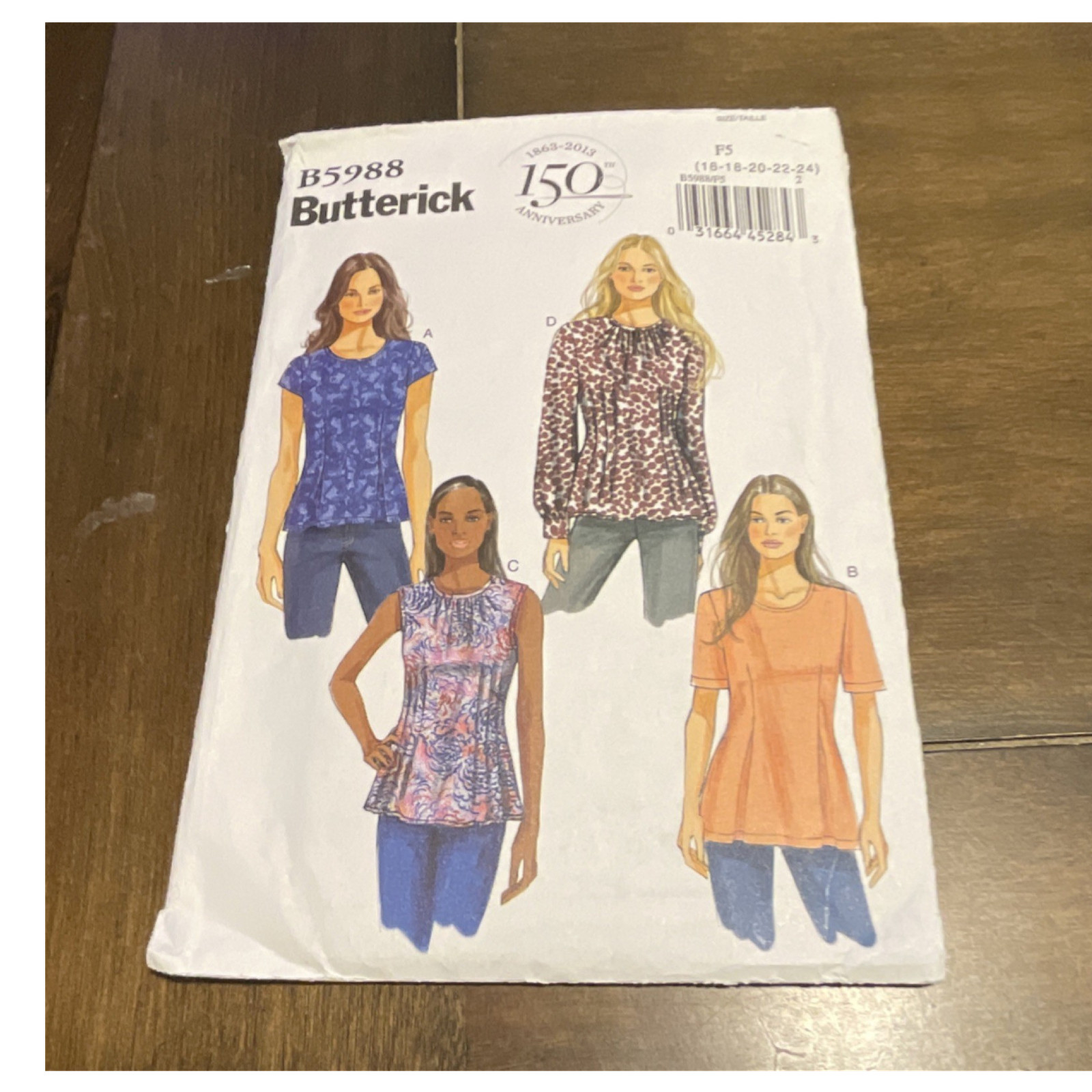 Butterick B5988 Women's Sportswear Top Contemporary Original Sewing Pattern Butterick B5988 Women's Sportswear Top Contemporary Original Sewing Pattern