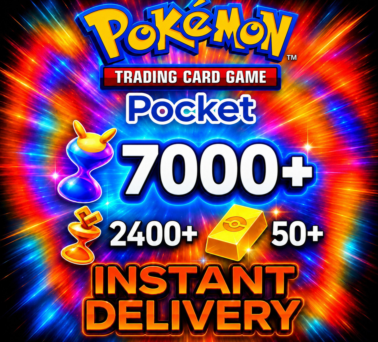 [ INSTANT ] Pokemon TCG Pocket Global 7000+ Pack Hourglass