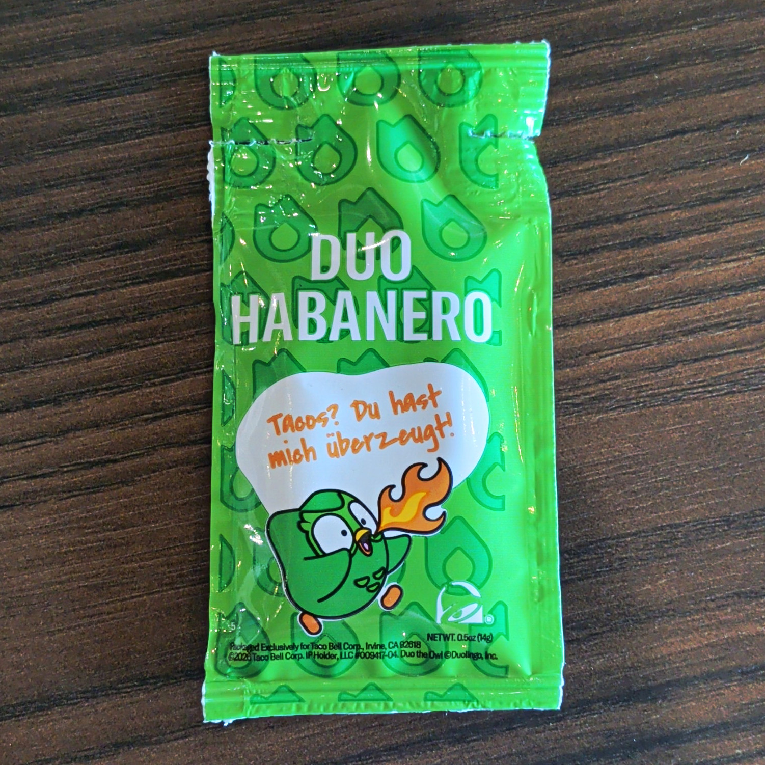 Duolingo x Taco Bell Duo Habanero Single-Serve Sauce Packet, 1 Pack
