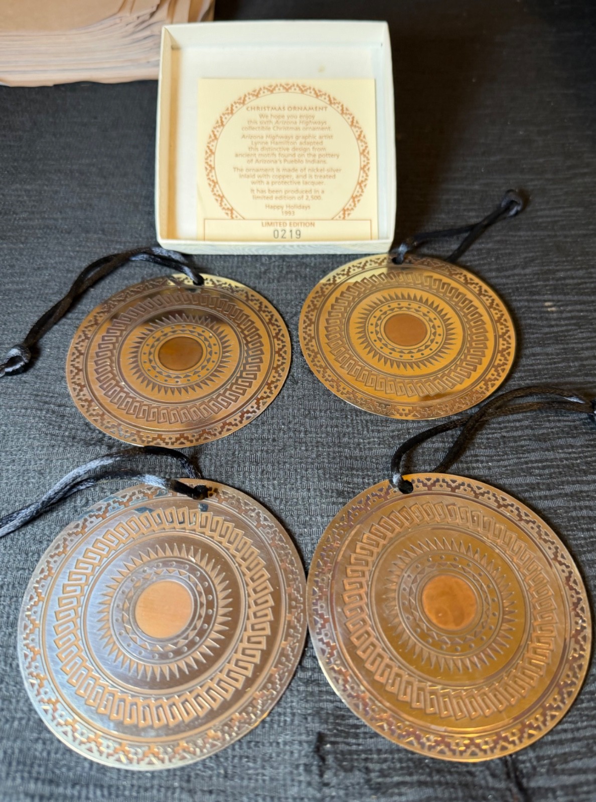 Lot of (4) Vintage 1993 Arizona Highways Limited Edition Christmas Ornaments