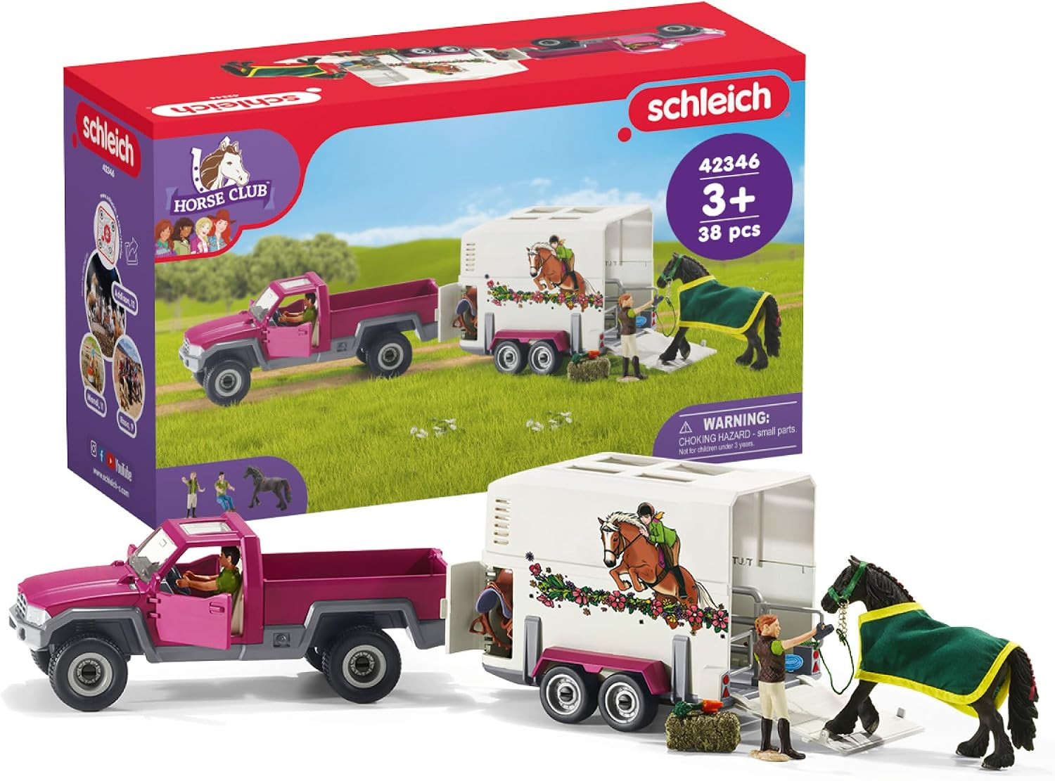 Horse Club 38-Piece Horse, Truck and Trailer Playset for Kids Ages 5+
