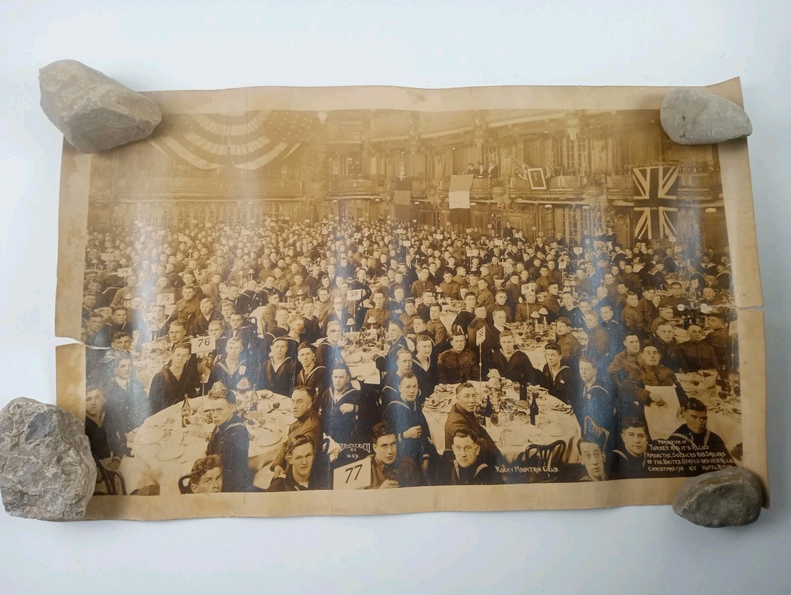 Antique Rare 1918 Rocky Mountain Club Banquet @ Hotel Astor Photograph 