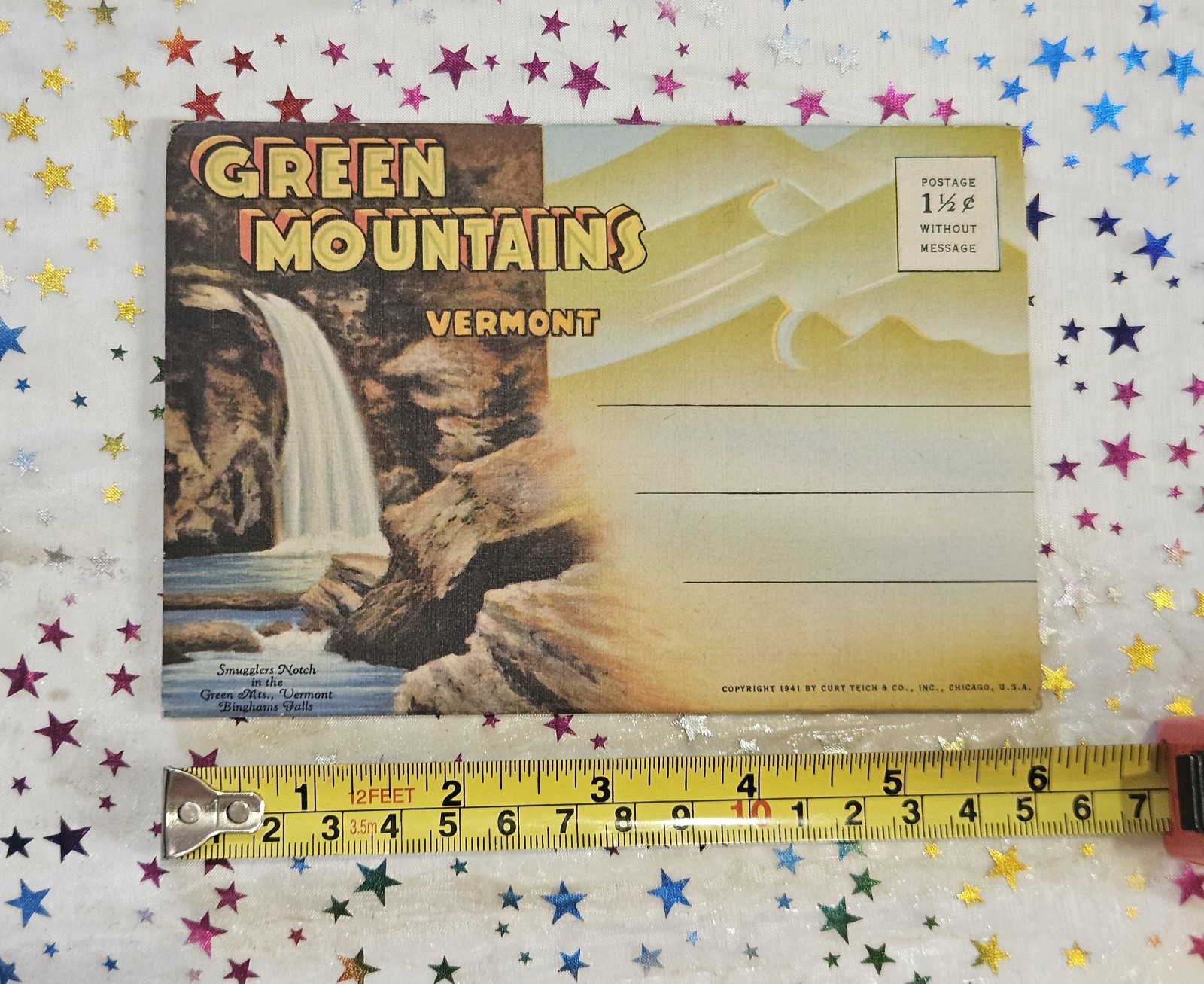 Vintage 1941 Green Mountains Vermont Souvenir Folder Fold Out Postcard