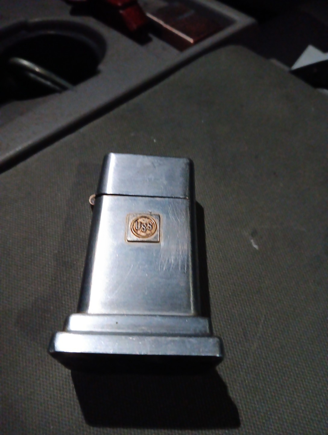 Zippo Barcroft USS Table Lighter Vintage 1972 Slim US Steel Zippo Barcroft USS Table Lighter Vintage 1972 Slim US Steel