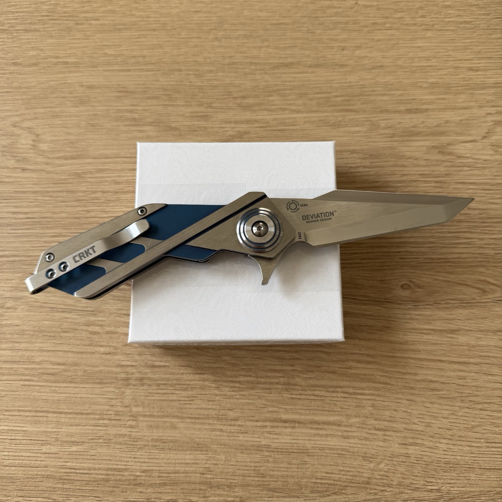 CRKT Deviation 2392 Renner IKBS Tanto Knife Blue Deep Carry Clip Discontinued