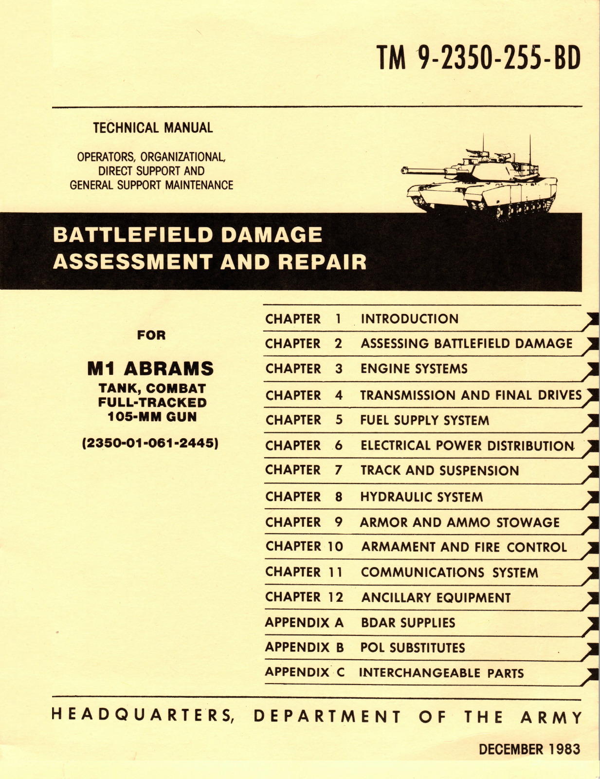 682 Page 1983 TM 9-2350-255-BD M1 ABRAMS TANK Battlefield Damage on Data CD