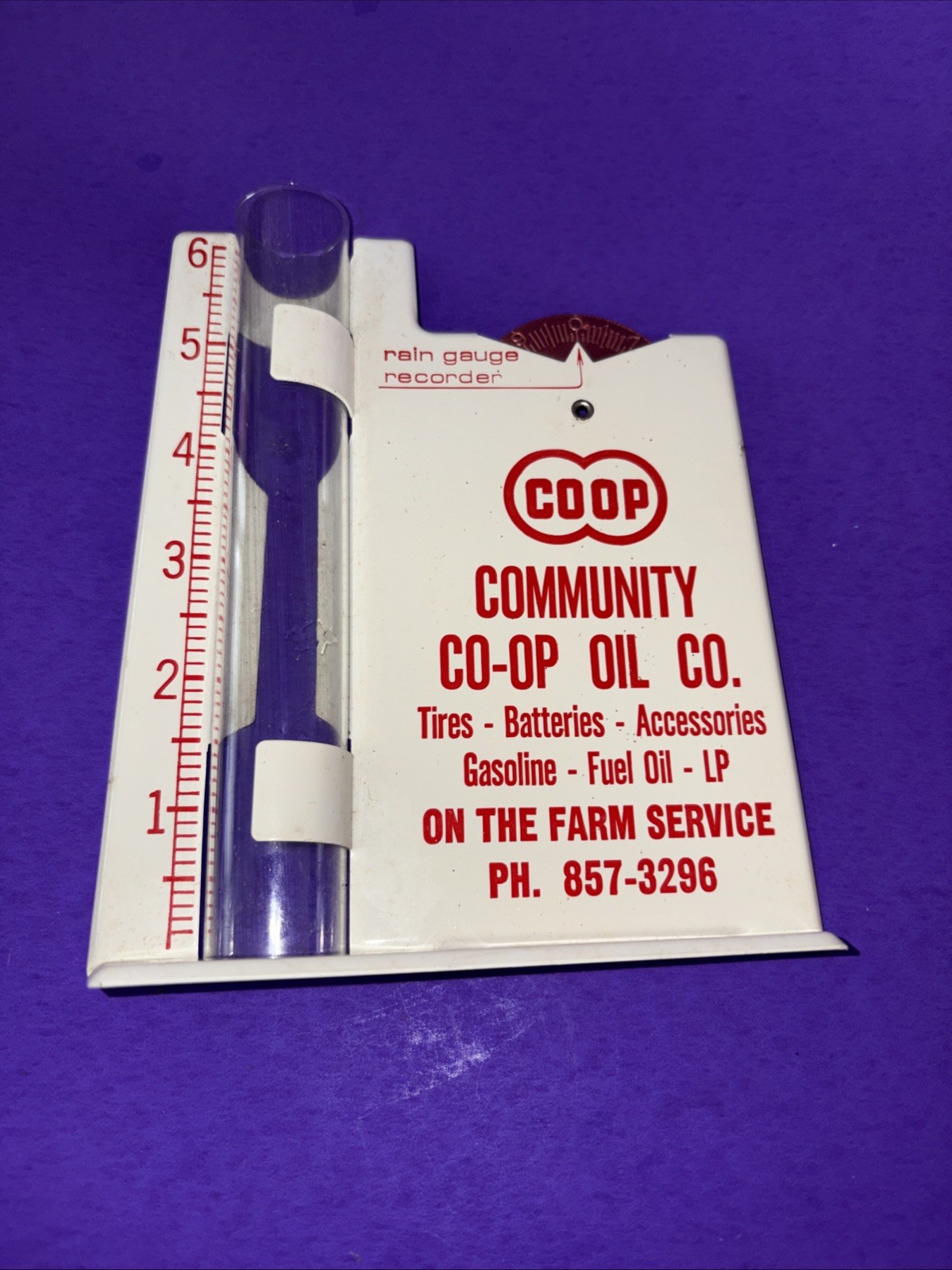 Community Co-op Oil Co. Vtg Rain Gauge Farm Ag Ad Community Co-op Oil Co. Vtg Rain Gauge Farm Ag Ad