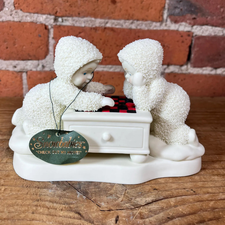 Dept 56 Snowbabies Check Out My Move 2005 Retired Checkers Figurine 56.69455 Tag Dept 56 Snowbabies Check Out My Move 2005 Retired Checkers Figurine 56.69455 Tag