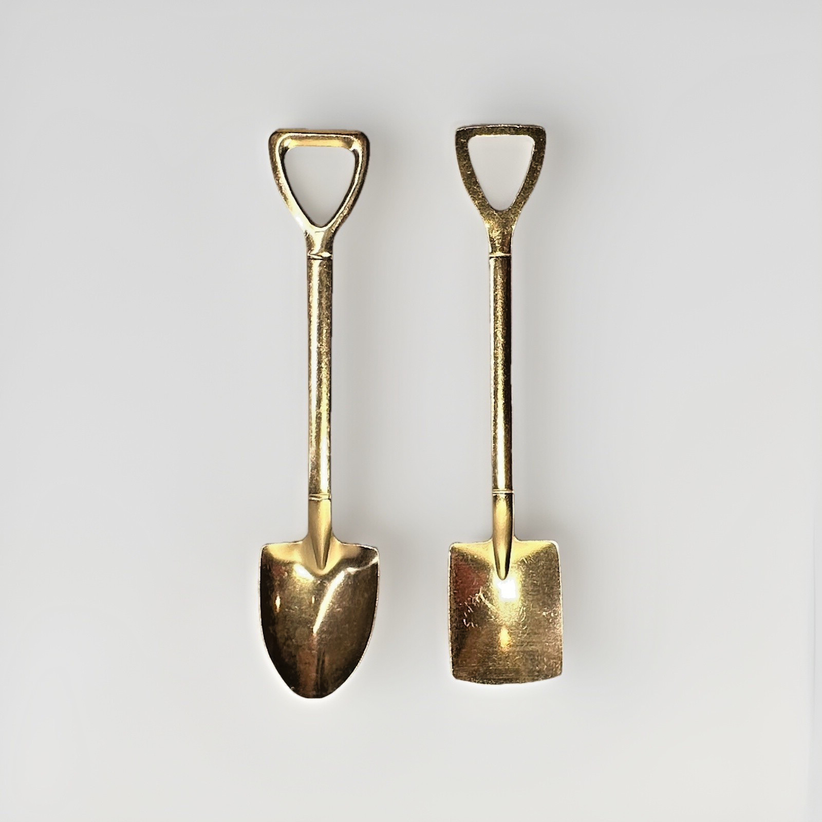 Miniature Gold Shovel Spoon Set 2-Pack Groundbreaking Spade & Square Point Miniature Gold Shovel Spoon Set 2-Pack Groundbreaking Spade & Square Point