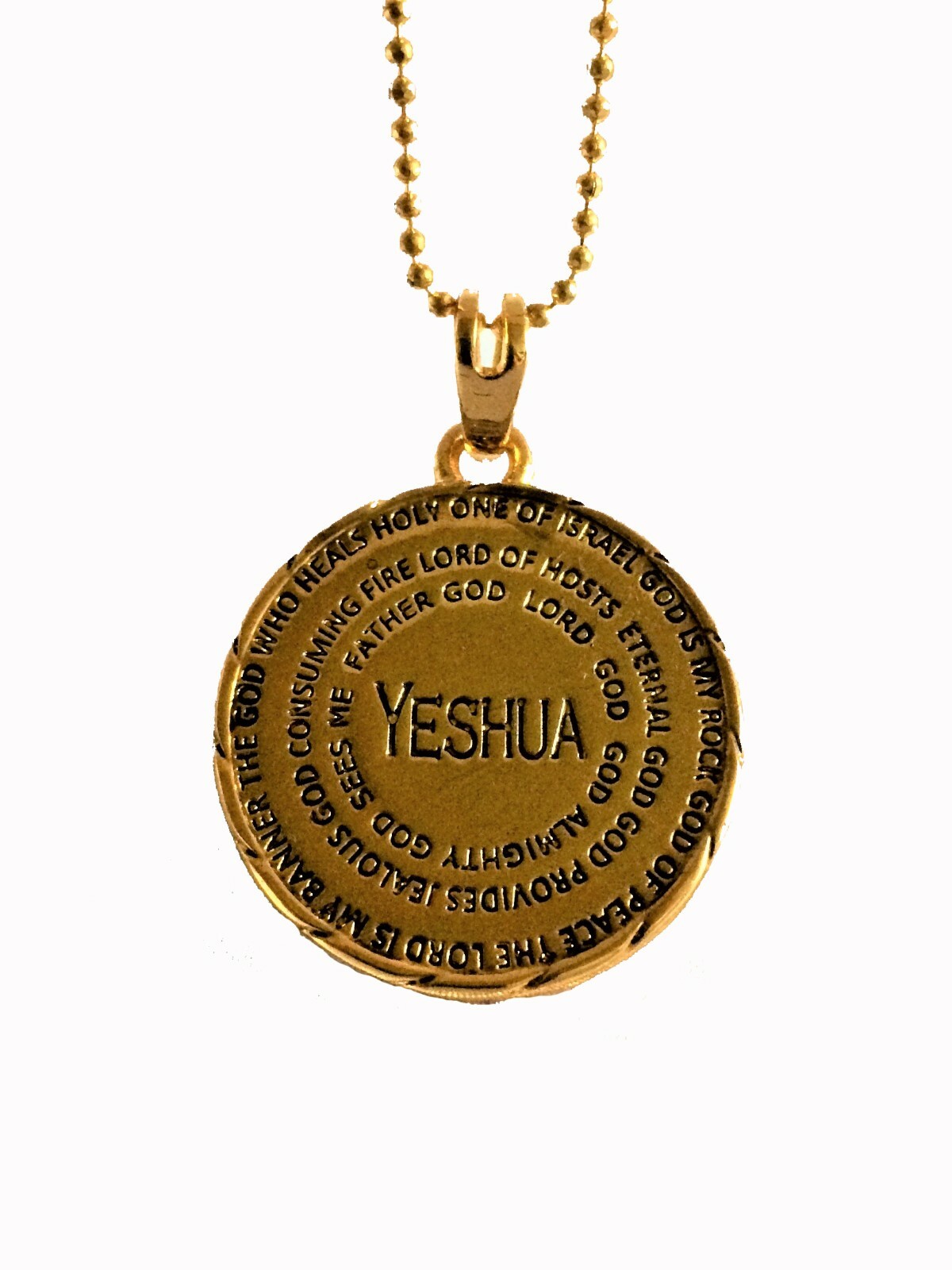 Gold Plated Yeshua Medallion Names of God Pendant Necklace Gold Plated Yeshua Medallion Names of God Pendant Necklace