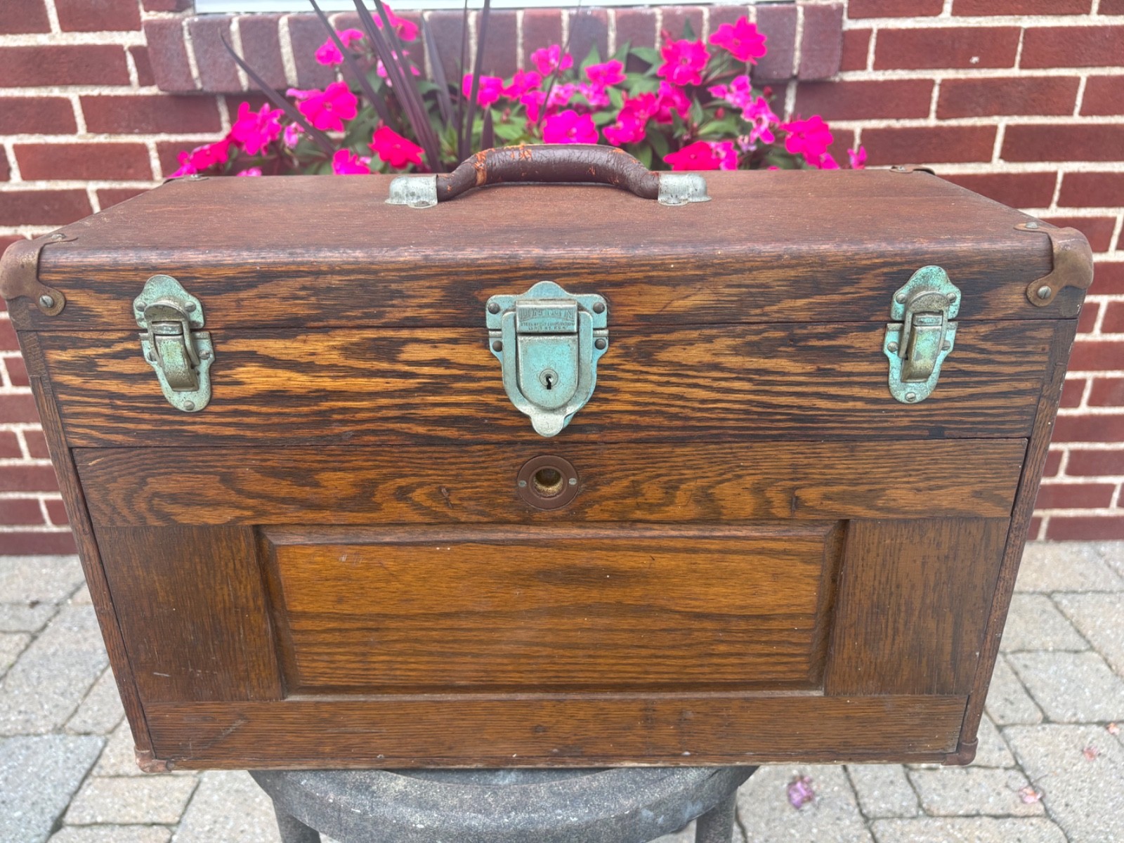 Vintage Union 7 Drawer Oak Wood Machinist Chest Tool Box Antique Chest with keys Vintage Union 7 Drawer Oak Wood Machinist Chest Tool Box Antique Chest with keys