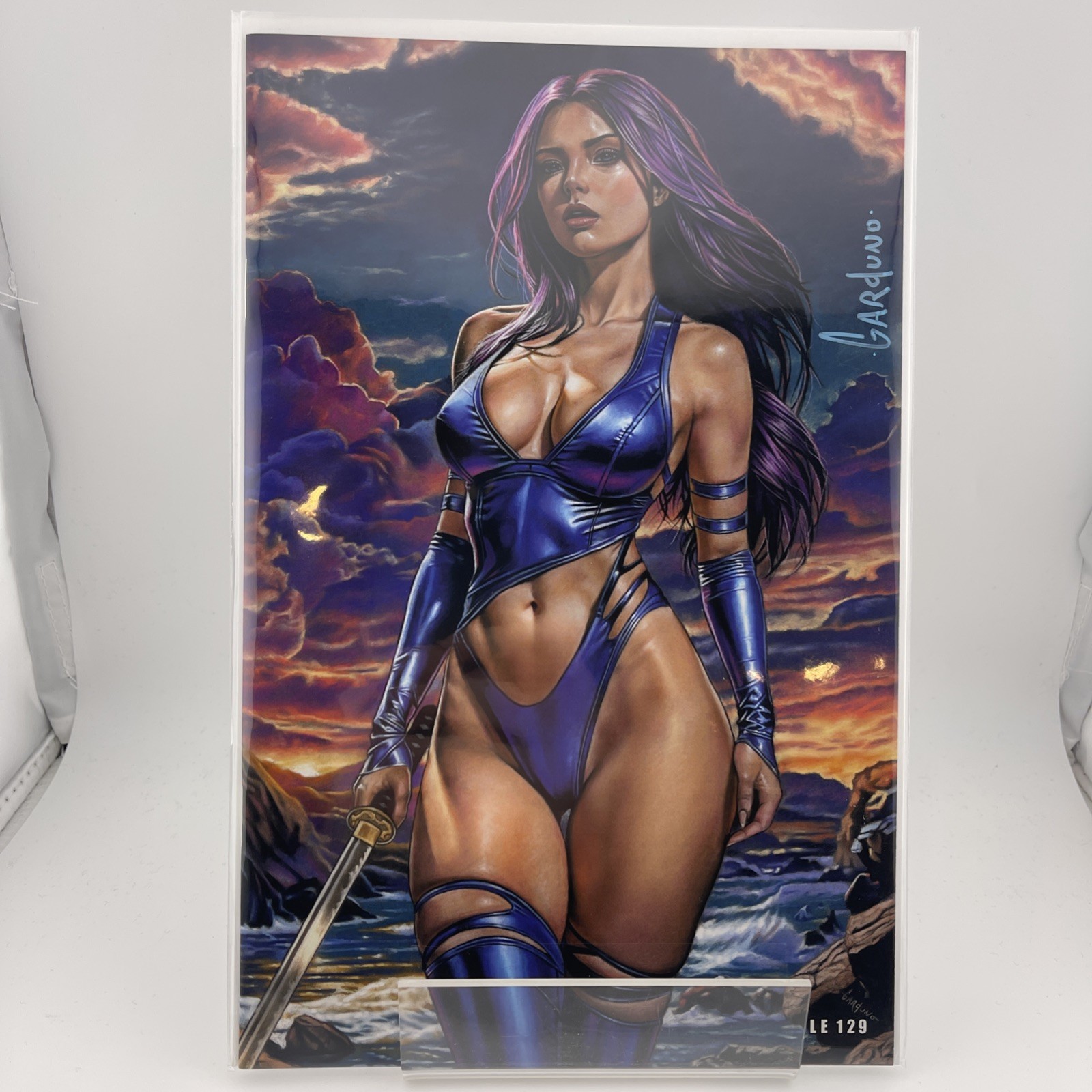 Cyan Assassin Psylocke Virgin Cover A Signed By Victor Garduno NM w/COA