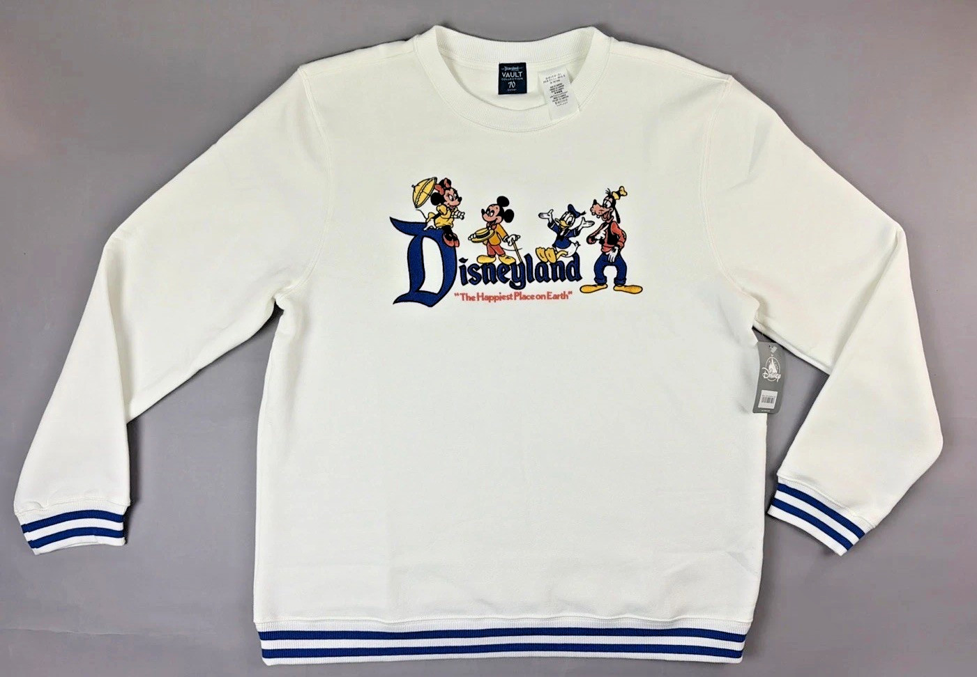 NEW Disneyland 70th Anniversary MICKEY & FRIENDS Minnie Donald Sweatshirt LARGE
