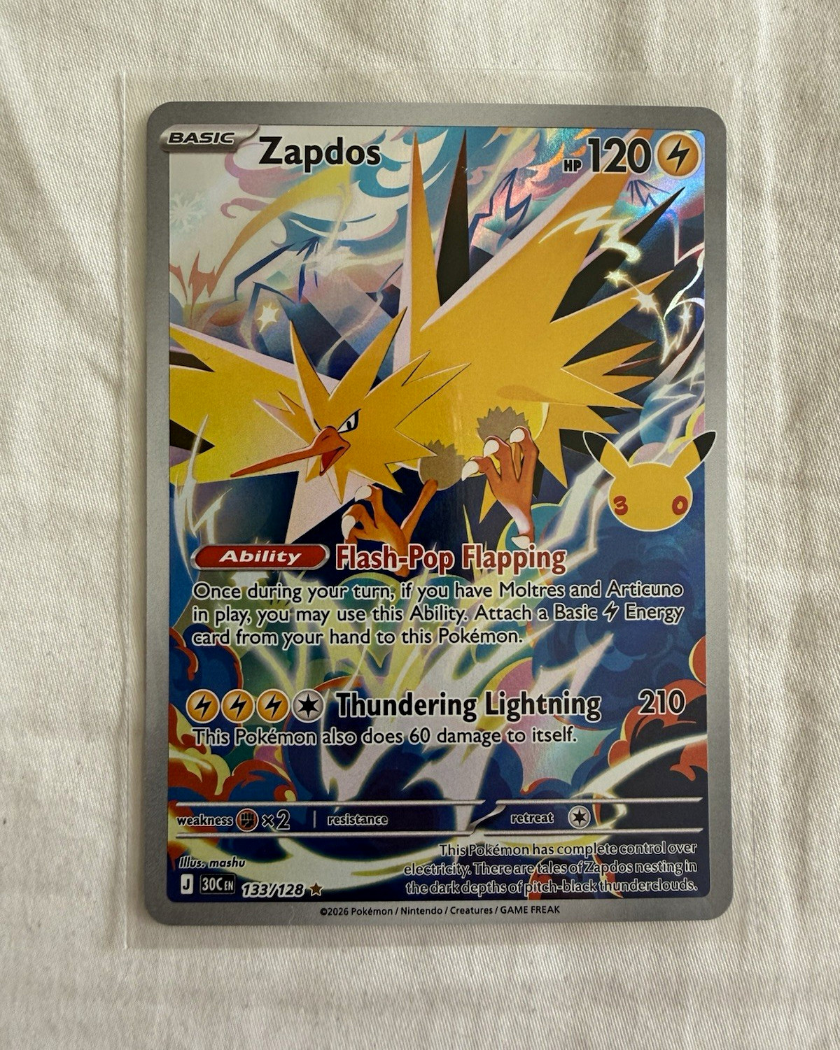 Zapdos 133/128 illustration Rare Holo - 30th Celebrations Pokémon TCG English ✅ Zapdos 133/128 illustration Rare Holo - 30th Celebrations Pokémon TCG English ✅