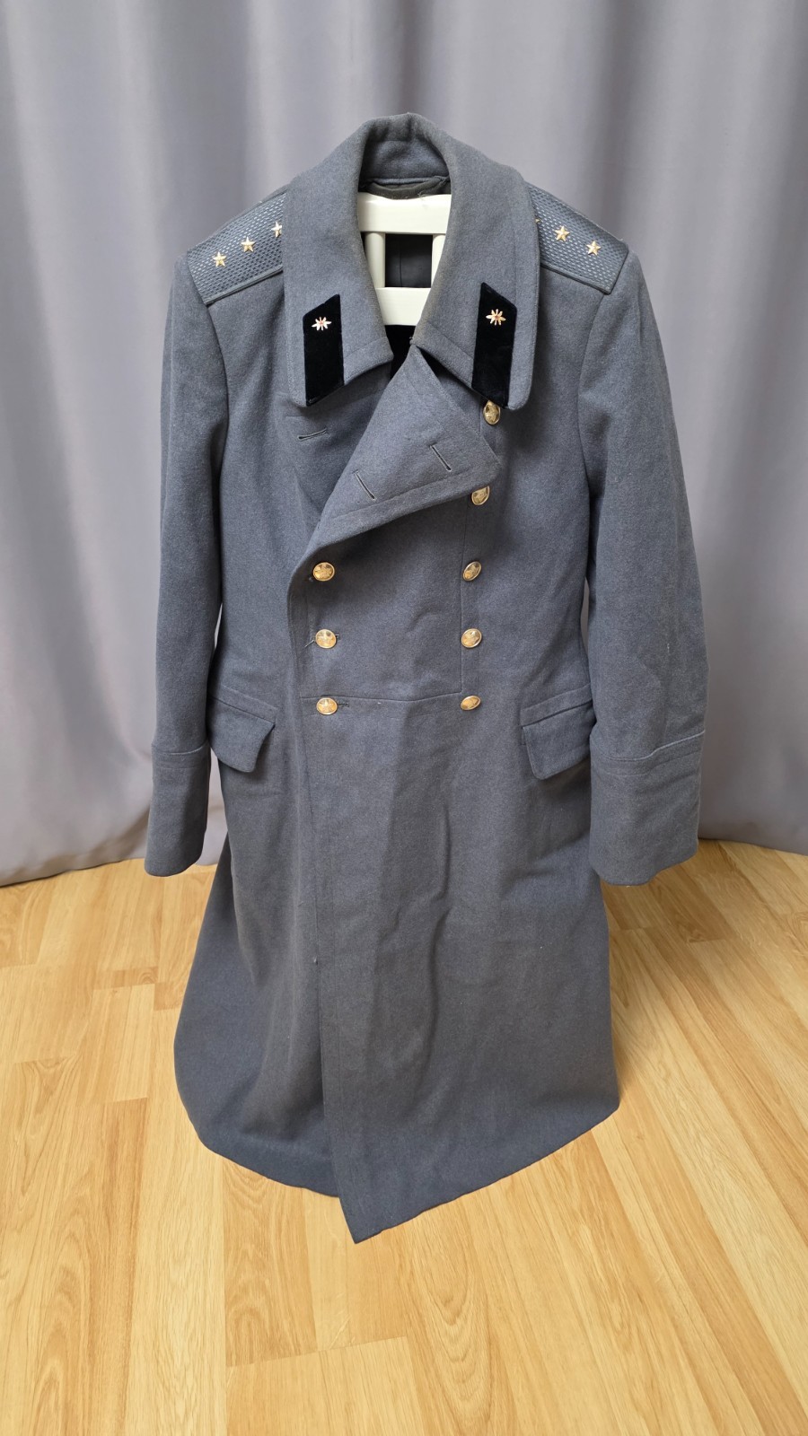 Vintage Soviet USSR Air Force Officer Wool Overcoat Parade Dress Coat 1969 Gray 