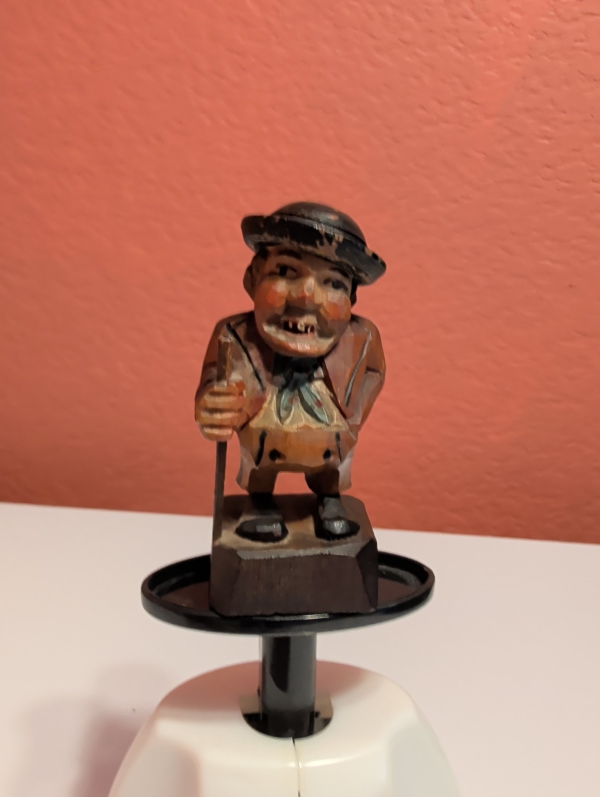 Anri Vintage Wood Carved man with pole Anri Vintage Wood Carved man with pole