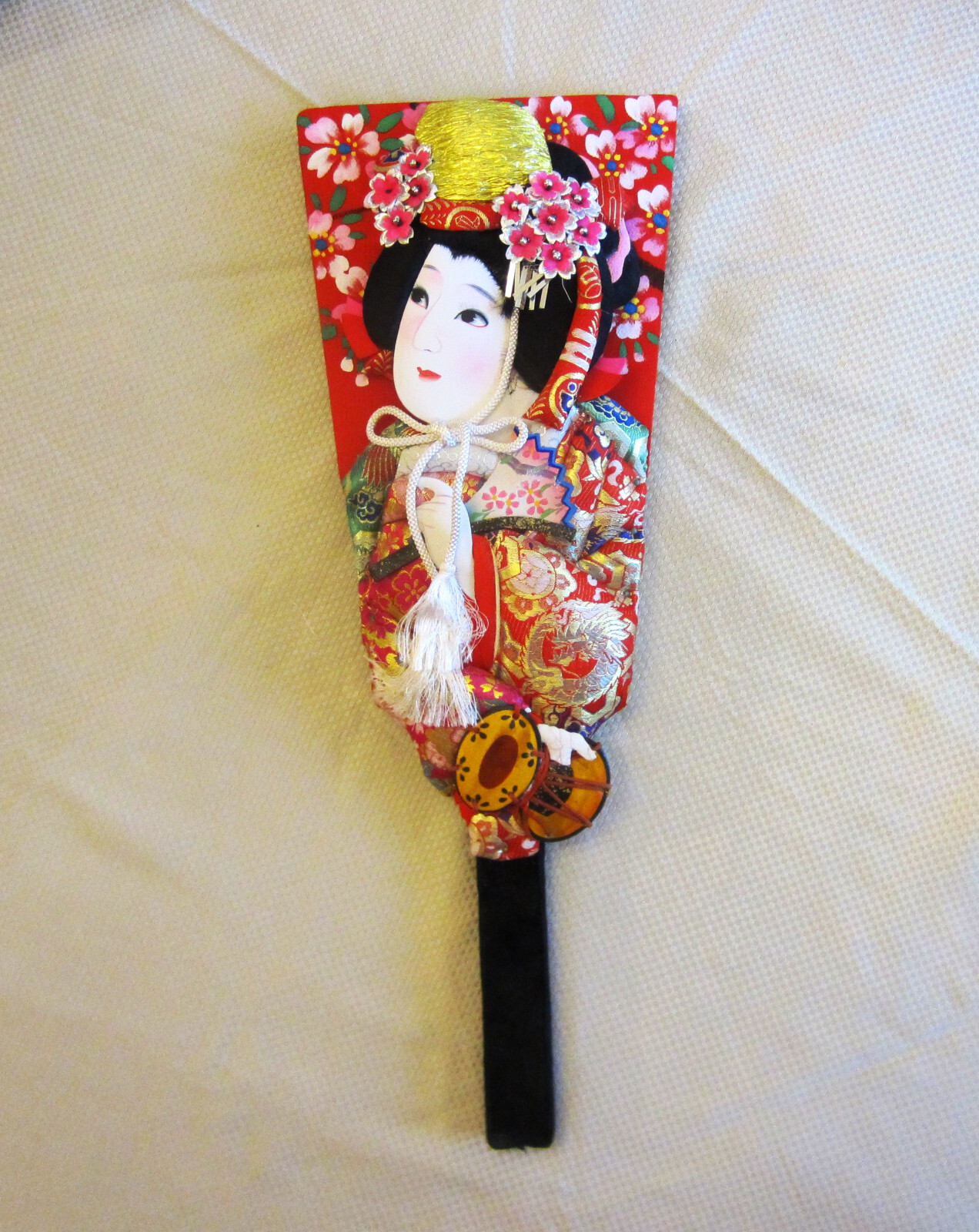 Beautiful Vintage Handmade Japanese Hagoita New Years Paddle - Brocade Geisha Beautiful Vintage Handmade Japanese Hagoita New Years Paddle - Brocade Geisha