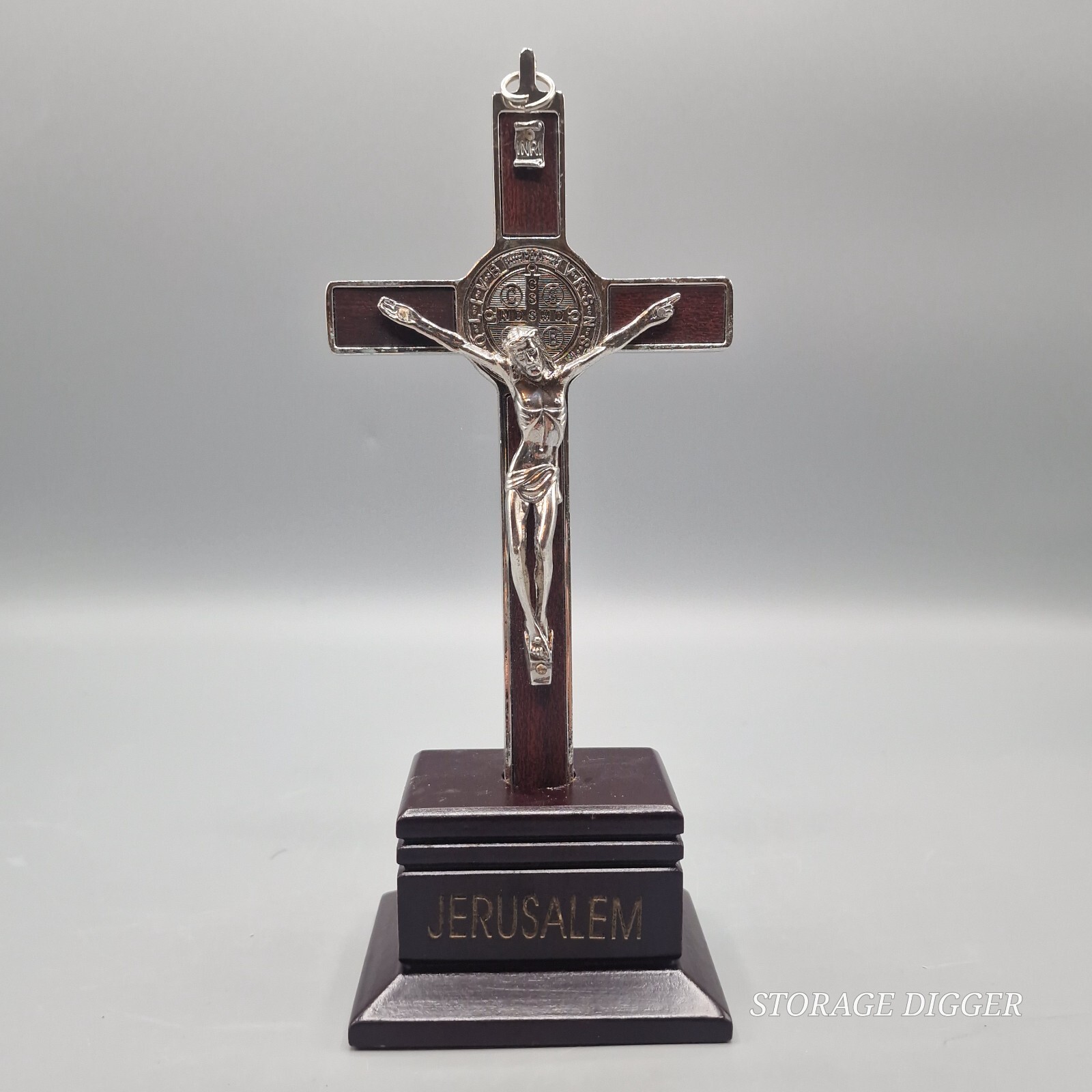 VTG Red Silver Christian Ornaments Crucifix Jesus Christ Cross Jerusalem