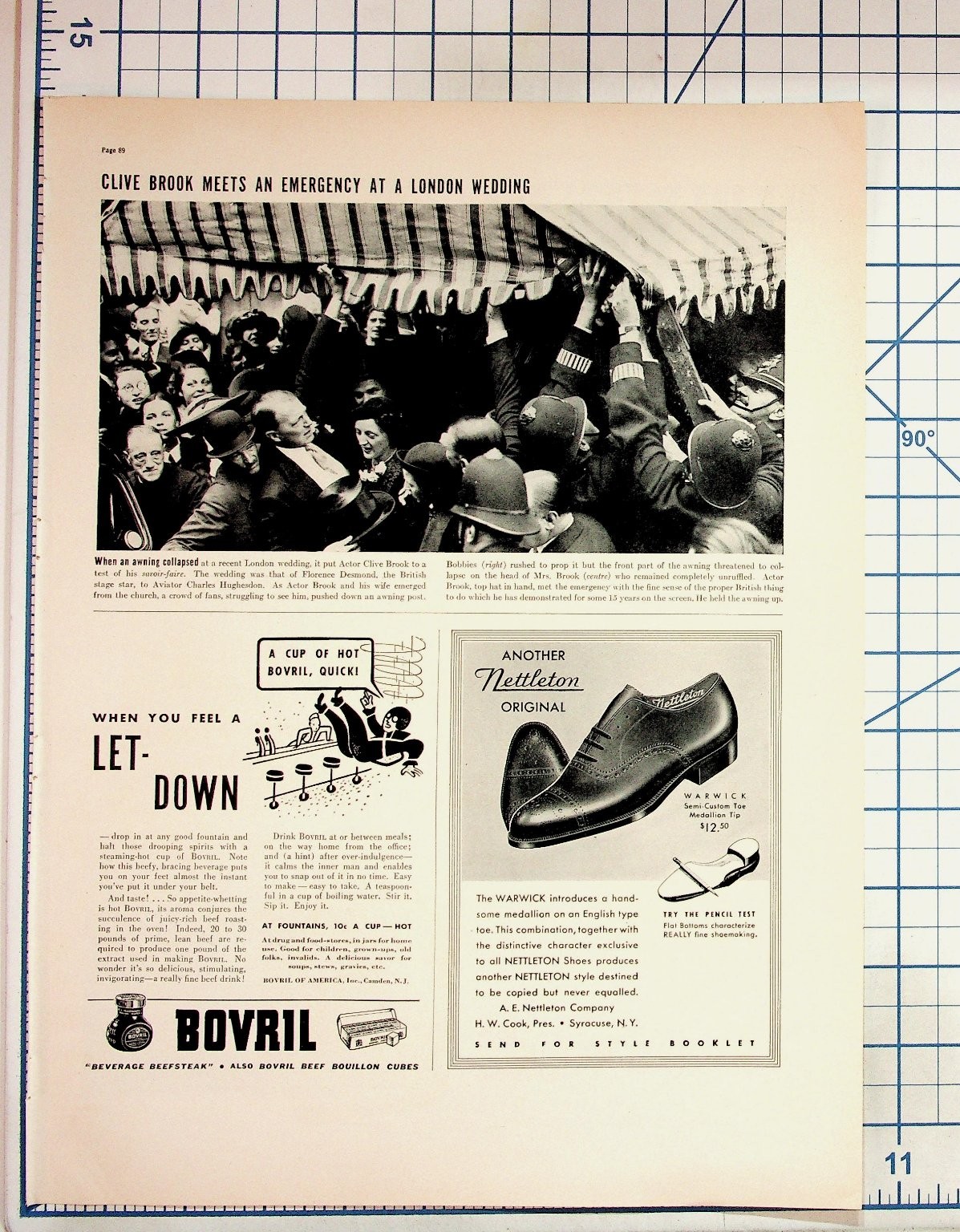 1930s Clive Brook London Wedding Awnings Florence Desmond Bovril Ad Magazine 1930s Clive Brook London Wedding Awnings Florence Desmond Bovril Ad Magazine