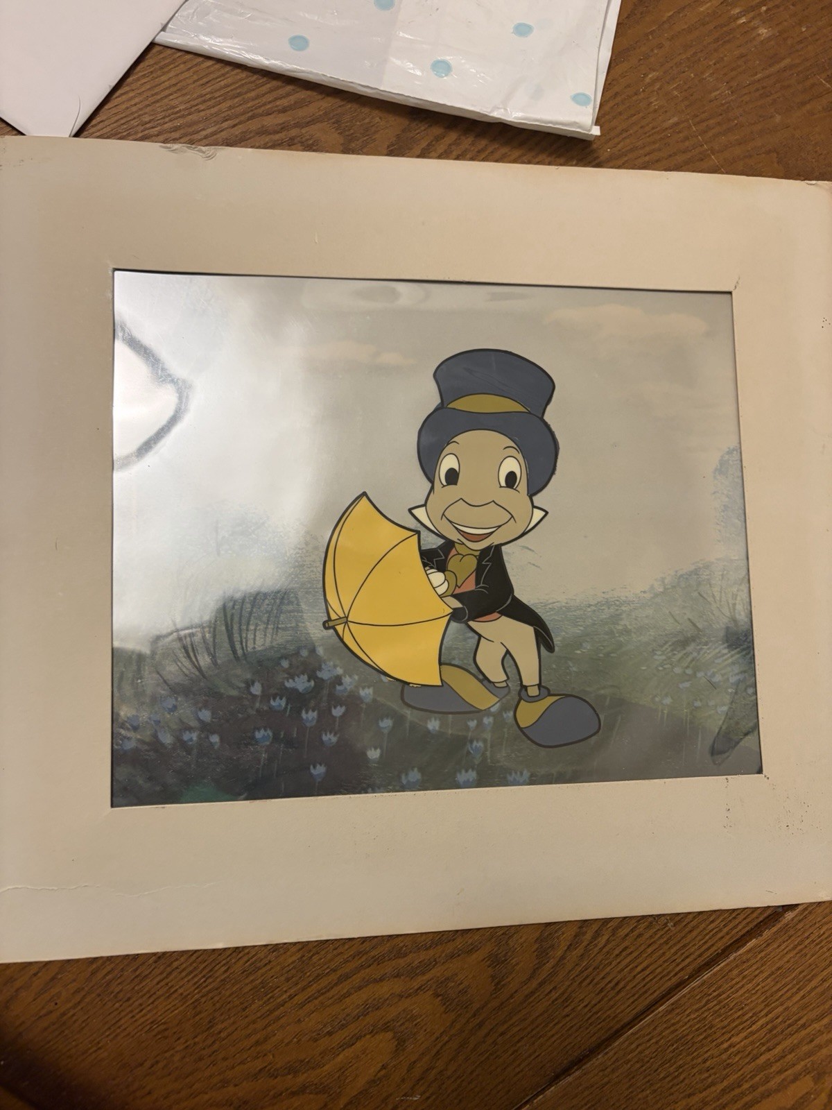 Walt Disney Disneyland Original Handpainted Celluloid Animation - Jiminy Cricket Walt Disney Disneyland Original Handpainted Celluloid Animation - Jiminy Cricket
