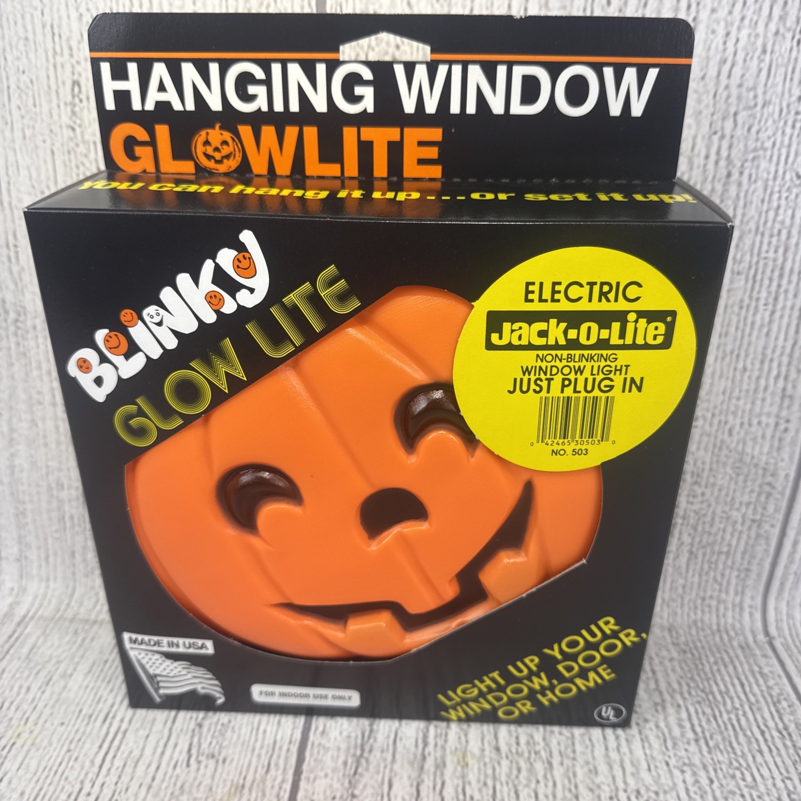 Halloween Blinky Pumpkin Blow Mold Light Flat Jack-O-Lantern Hanging - Vtg - New Halloween Blinky Pumpkin Blow Mold Light Flat Jack-O-Lantern Hanging - Vtg - New