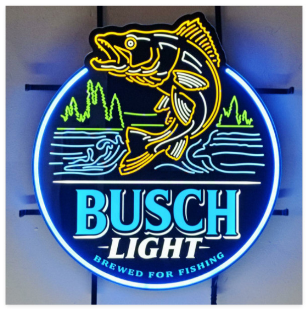 Bass Fish Mountain Lake Fishier Beer Vivid LED Neon Sign With Dimmer Art 24\