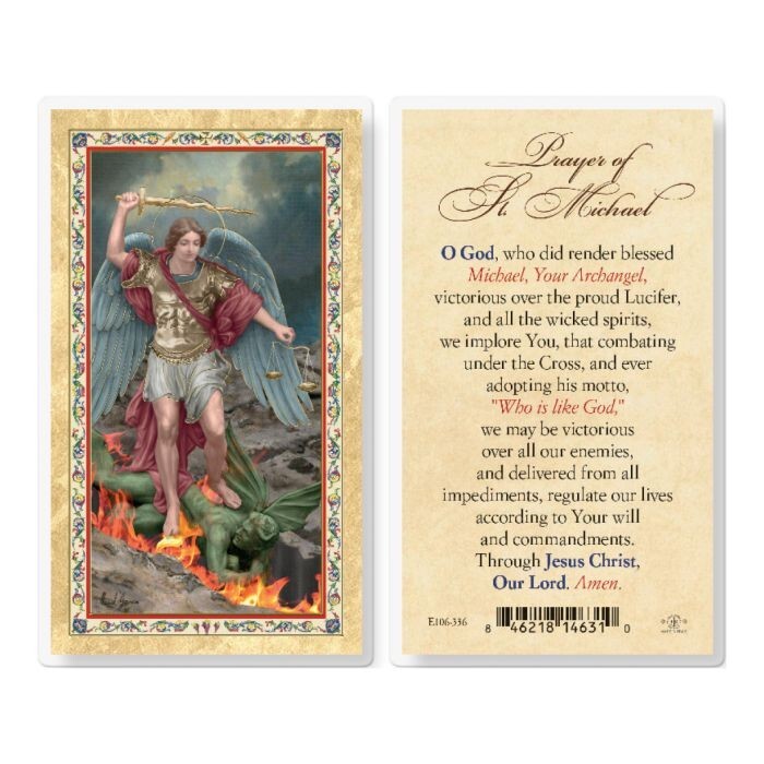 Saint Michael - Prayer of St Michael the Archangel - Laminated Holy Card 106-336 Saint Michael - Prayer of St Michael the Archangel - Laminated Holy Card 106-336