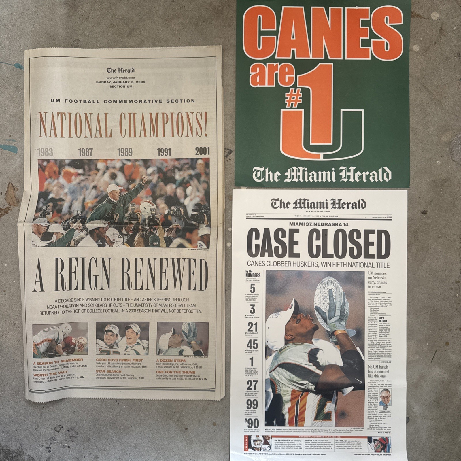Miami Hurricanes 2001 National Championship Commemorative Miami Herald Newspaper Miami Hurricanes 2001 National Championship Commemorative Miami Herald Newspaper