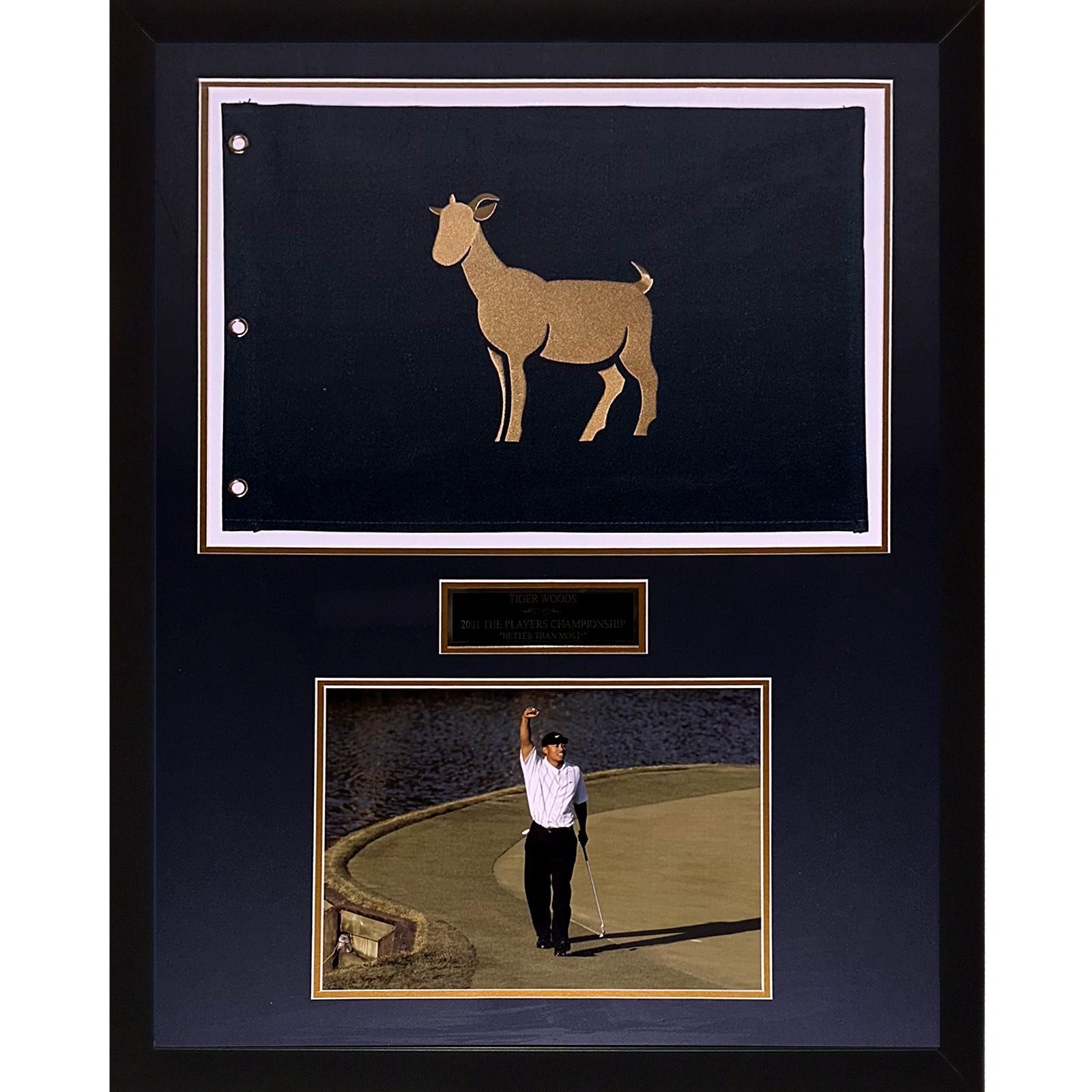 Tiger Woods TPC The Players Championship GOAT Flag Deluxe Framed with 11x14 Phot Tiger Woods TPC The Players Championship GOAT Flag Deluxe Framed with 11x14 Phot