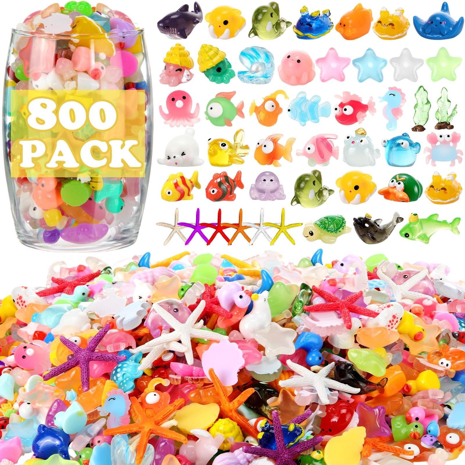 800 Pcs Mini Resin Animal Figures - Tiny Garden Accessories for Crafts & Decor